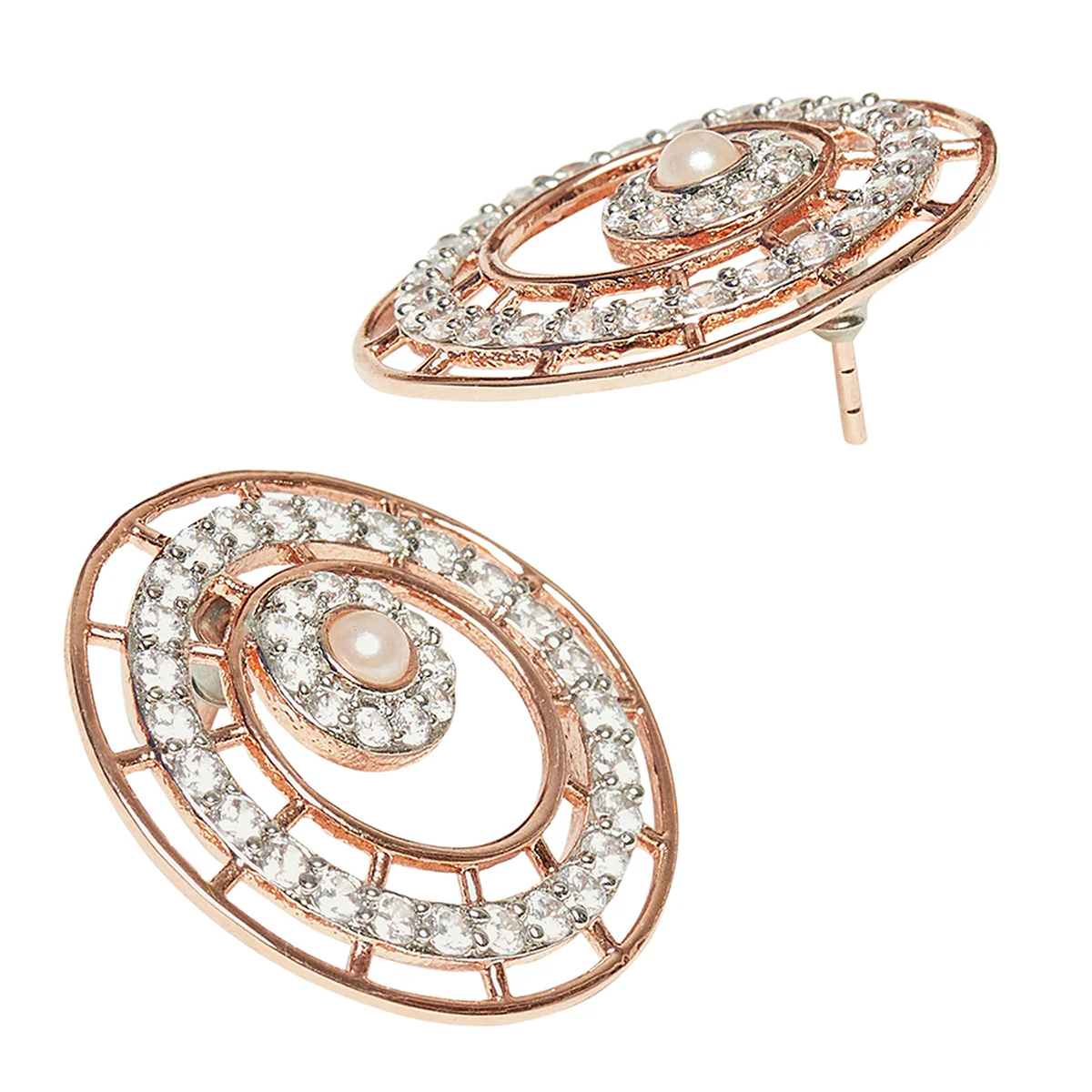 Pearly Whites CZ studded Designer Earrings - Image 4