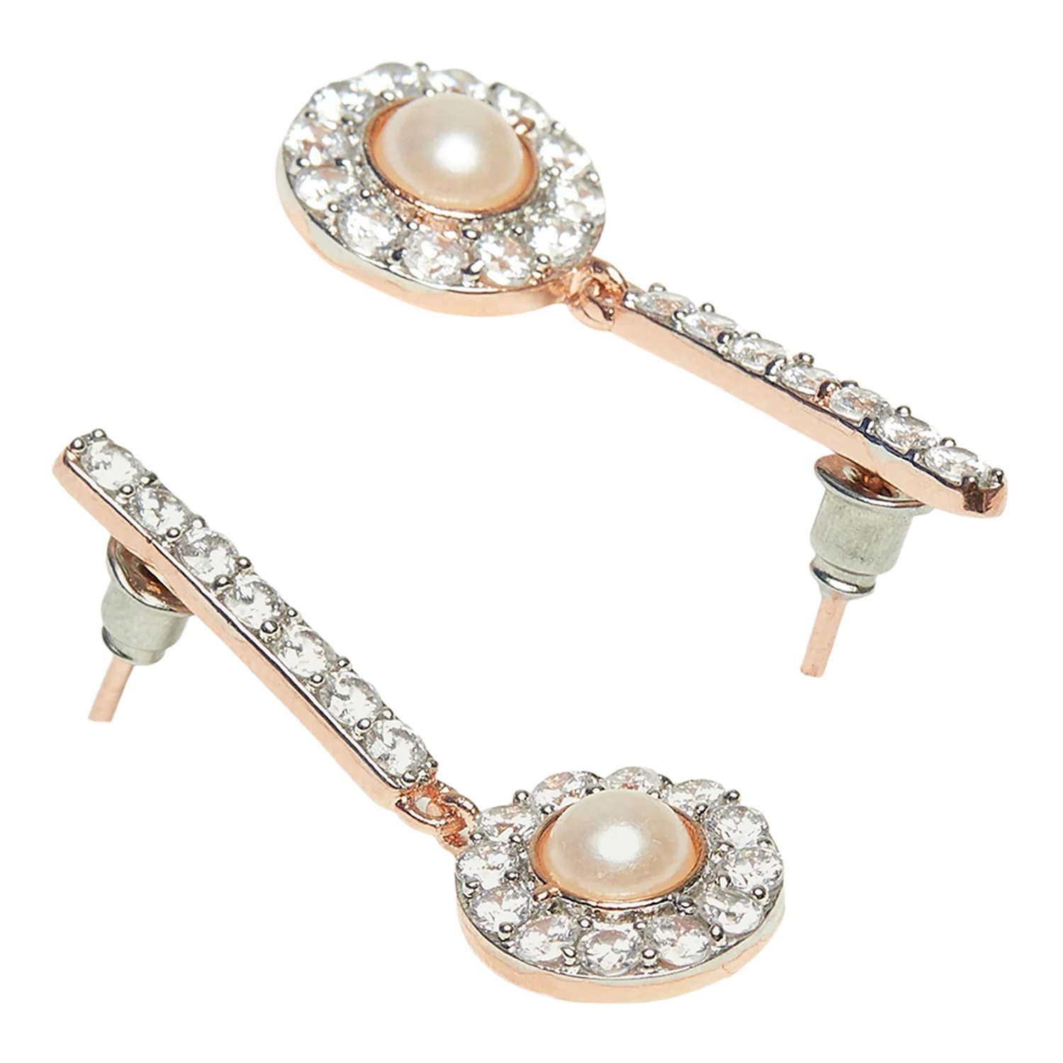 Pearly Whites Drop Earrings in Rose Gold Tone - Image 3