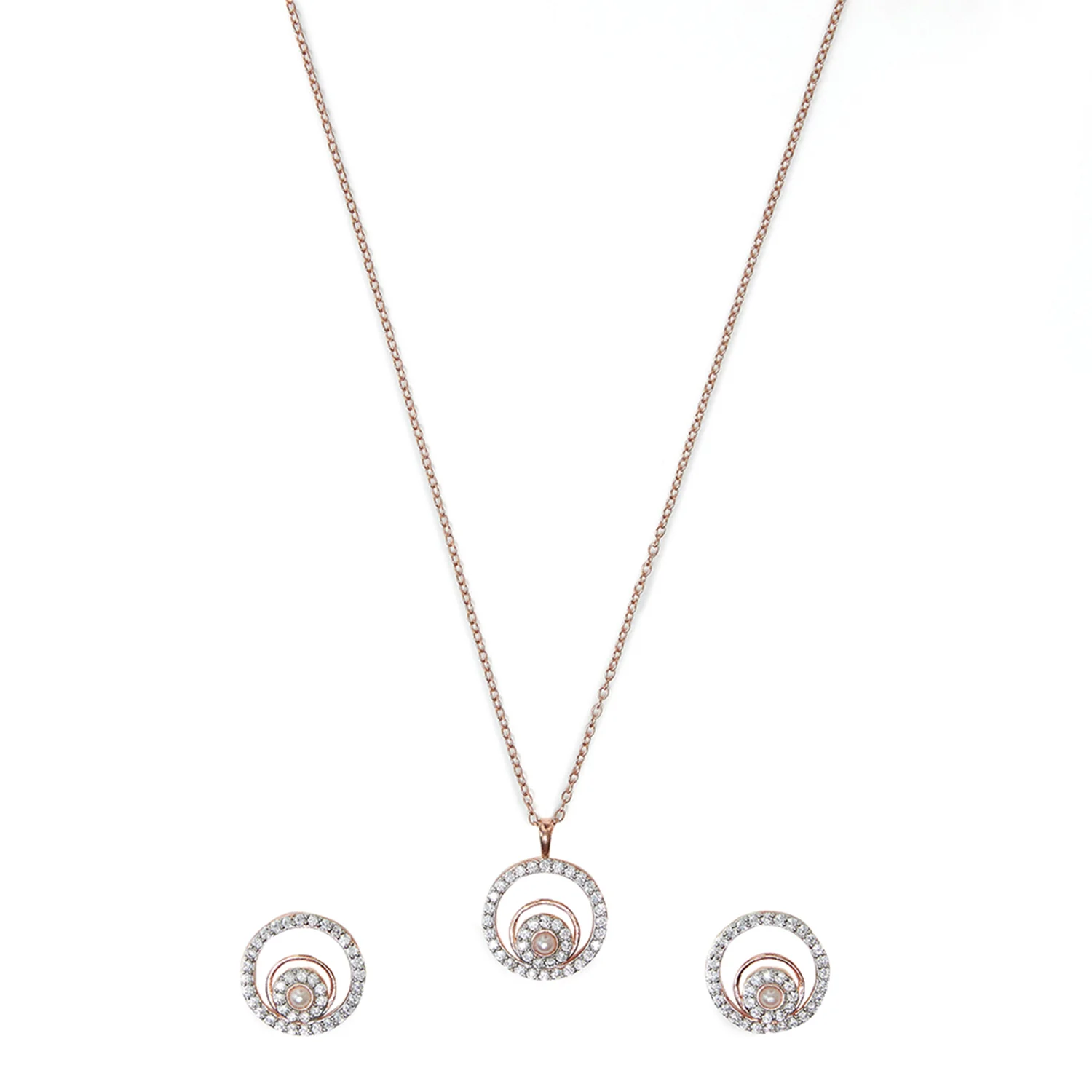Pearly Whites Pendant Set in Rose Gold Tone - Image 3
