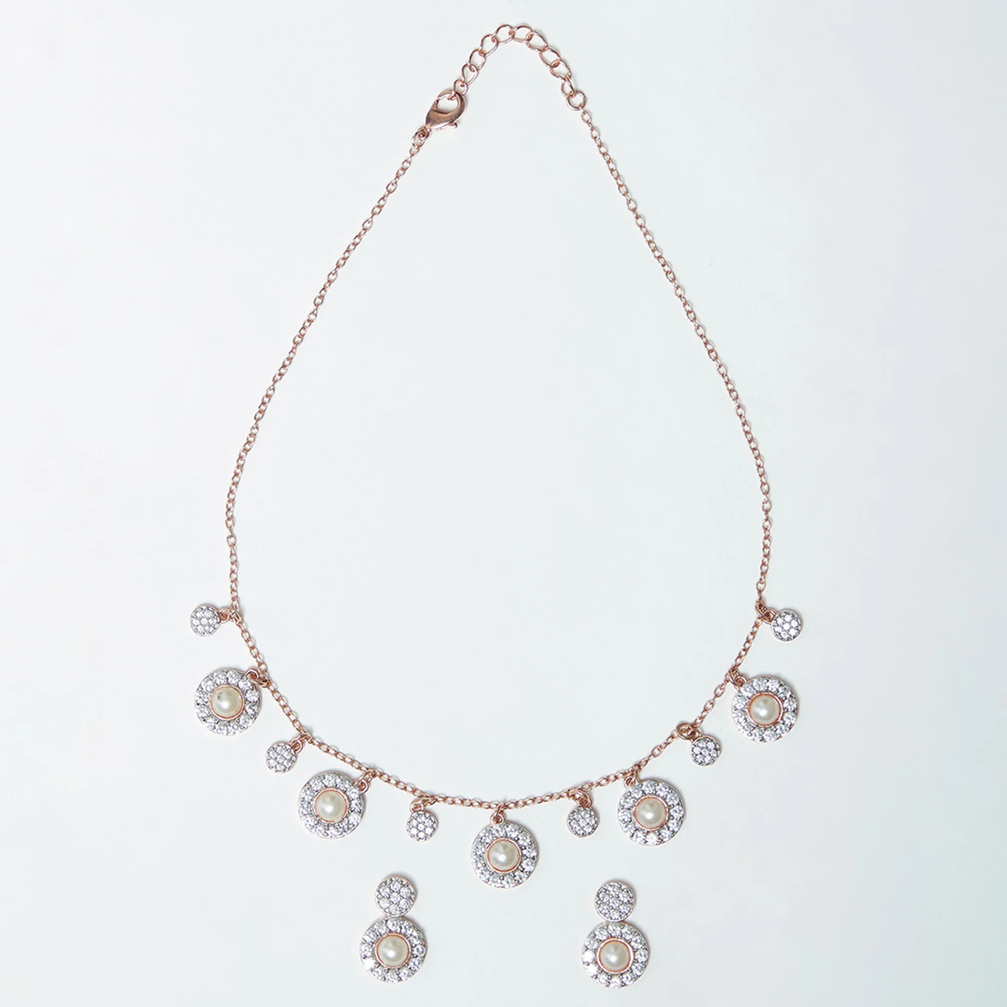 Pearly Whites Showstopper Necklace Set in Rose Gold Tone - Image 3