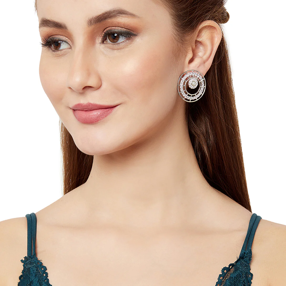 Pearly Whites Spiral Design Earrings - Image 2