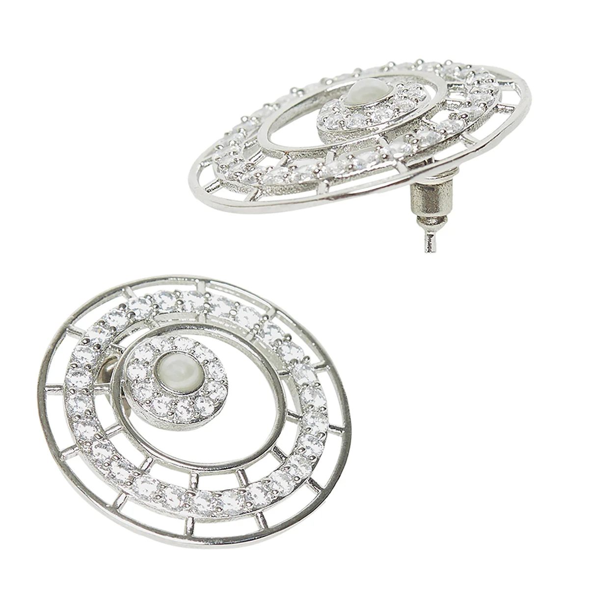Pearly Whites Spiral Design Earrings - Image 4
