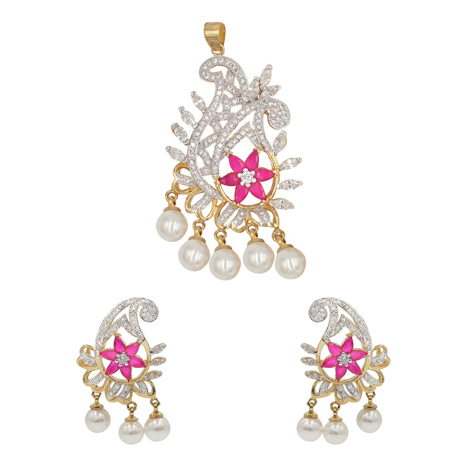 Peppy Pink CZ Pendant Set - Image 3