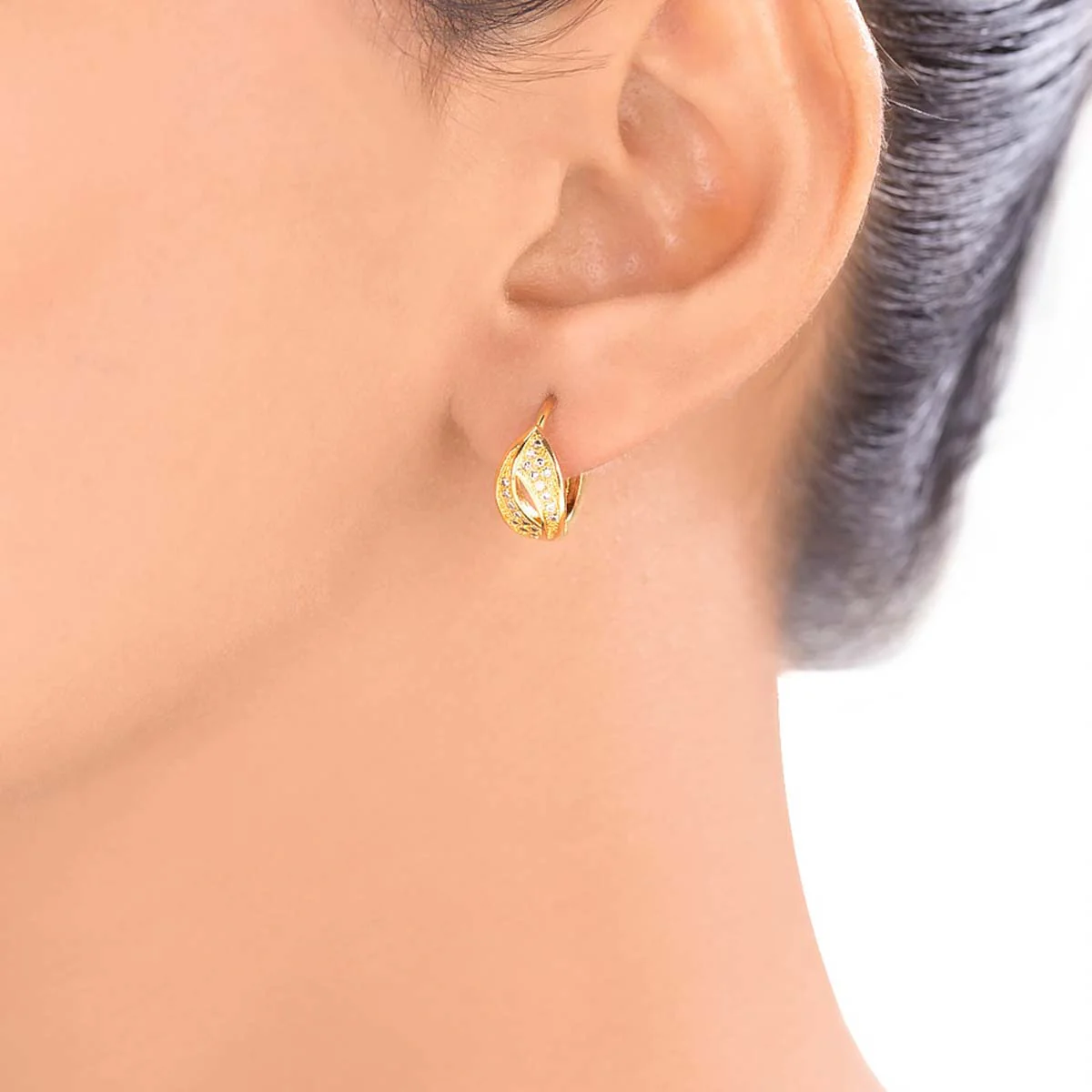Petal Motif Gold Plated Earrings - Image 2