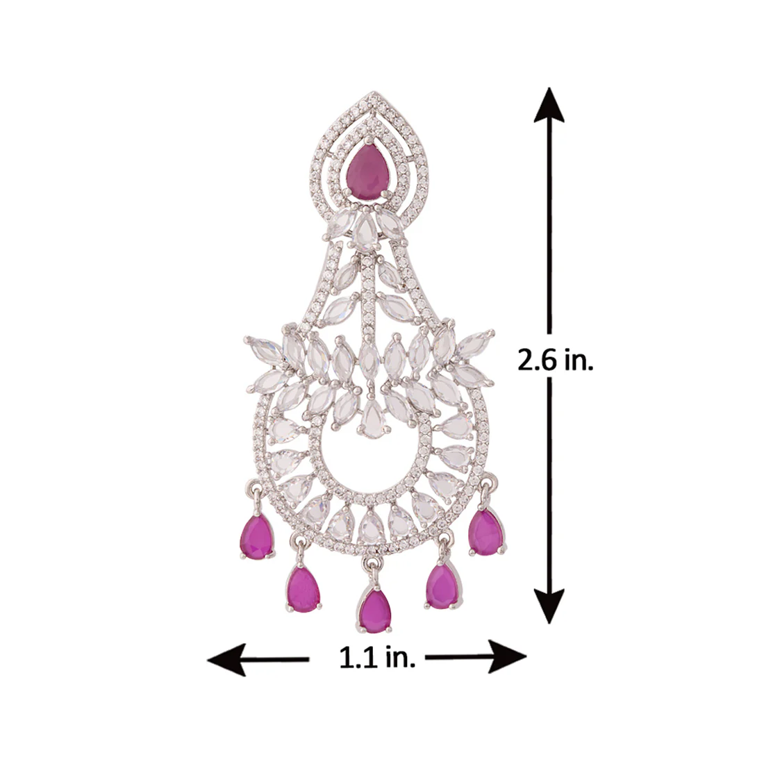 Pink and White CZ Gems Earrings - Image 5