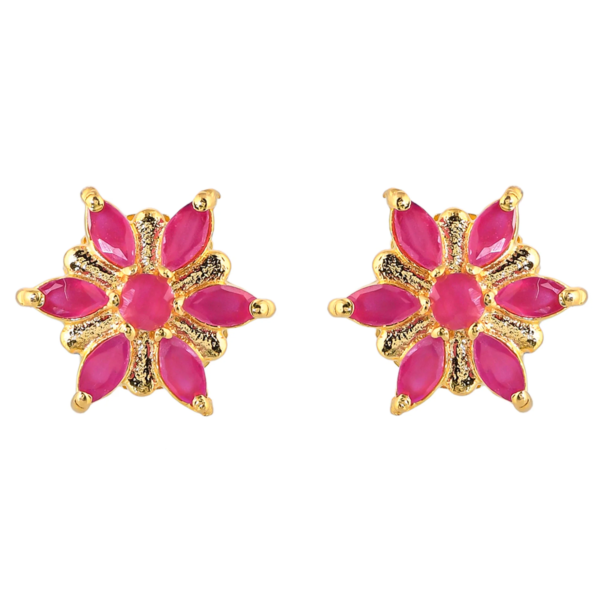 Pink Cubic Zirconia Gemstones Stud Earrings - Image 3