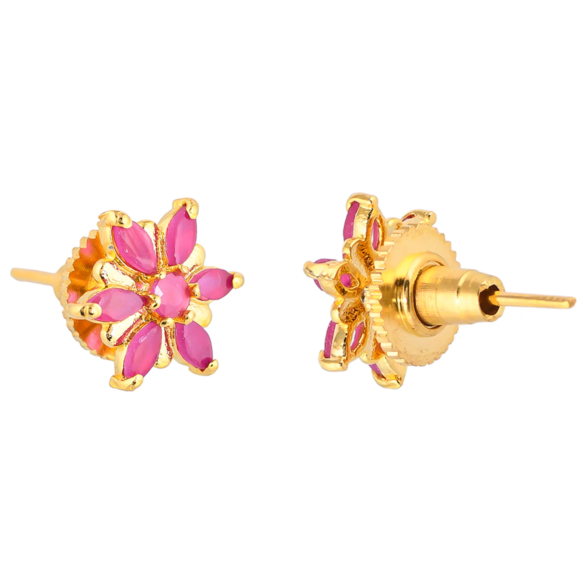 Pink Cubic Zirconia Gemstones Stud Earrings - Image 5