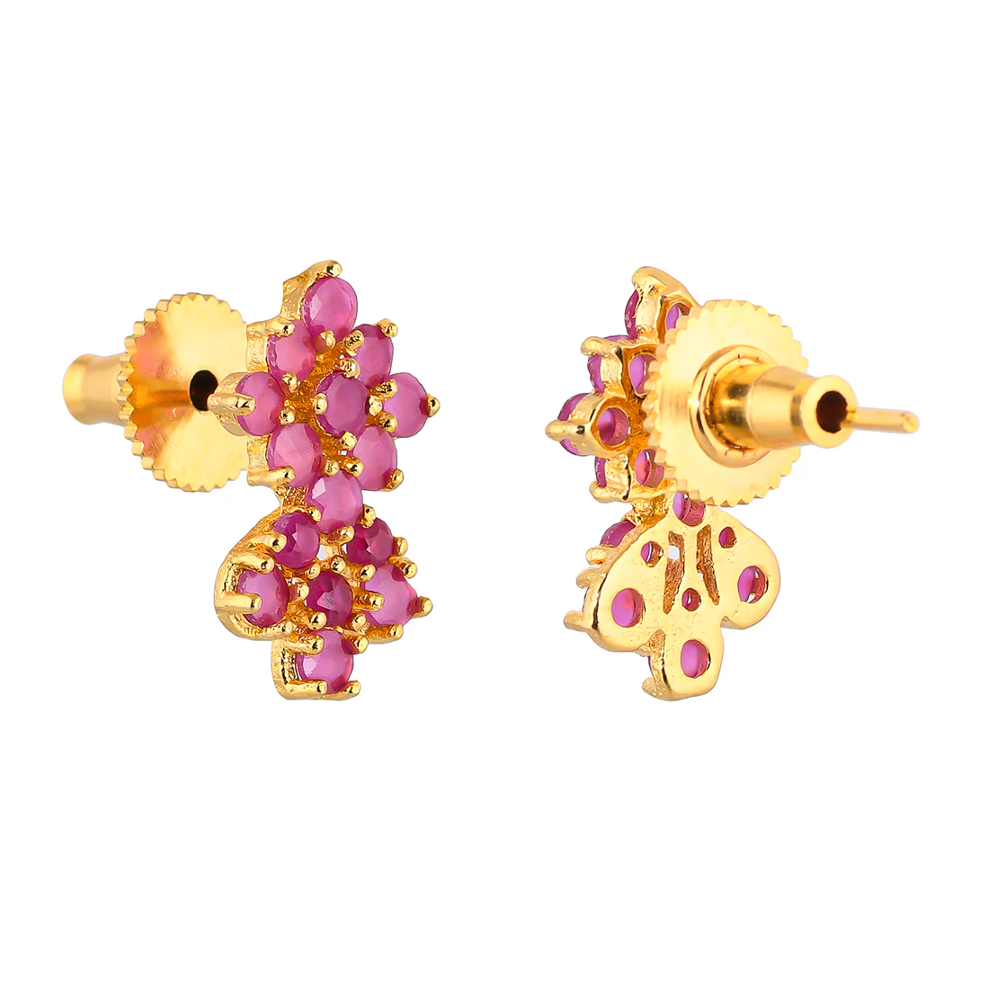 Pink CZ Gems Teardrop Stud Earrings - Image 5
