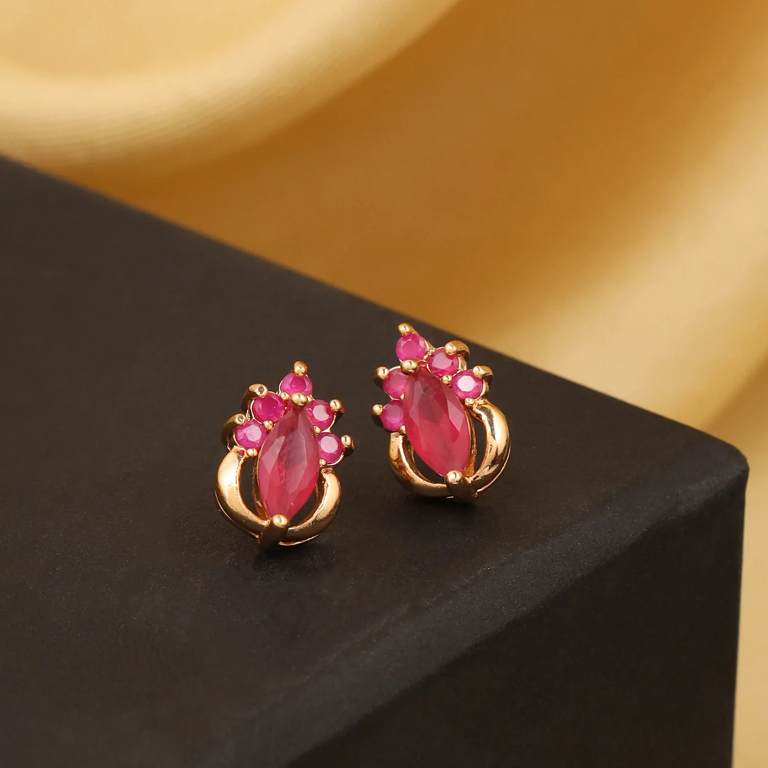 Pink CZ Stud Earrings