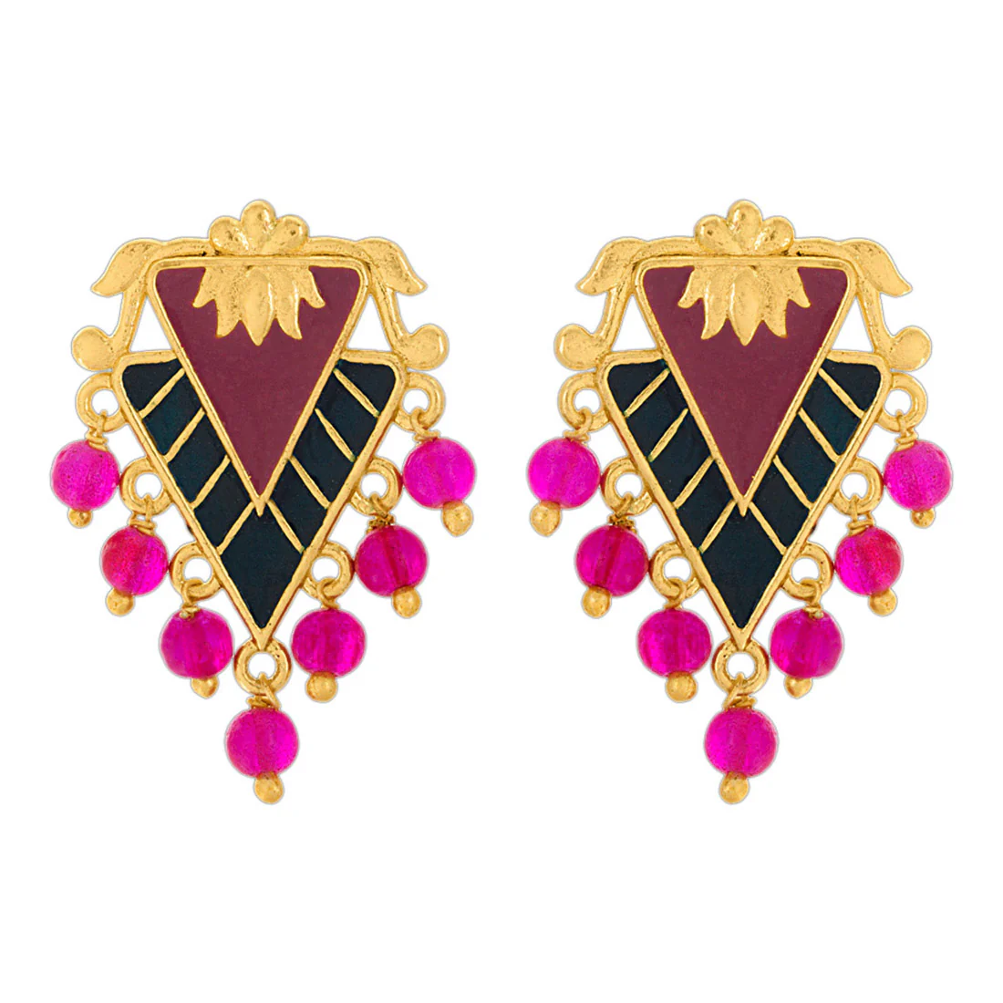 Pink Leaf Dark Lily Earrings - Image 3