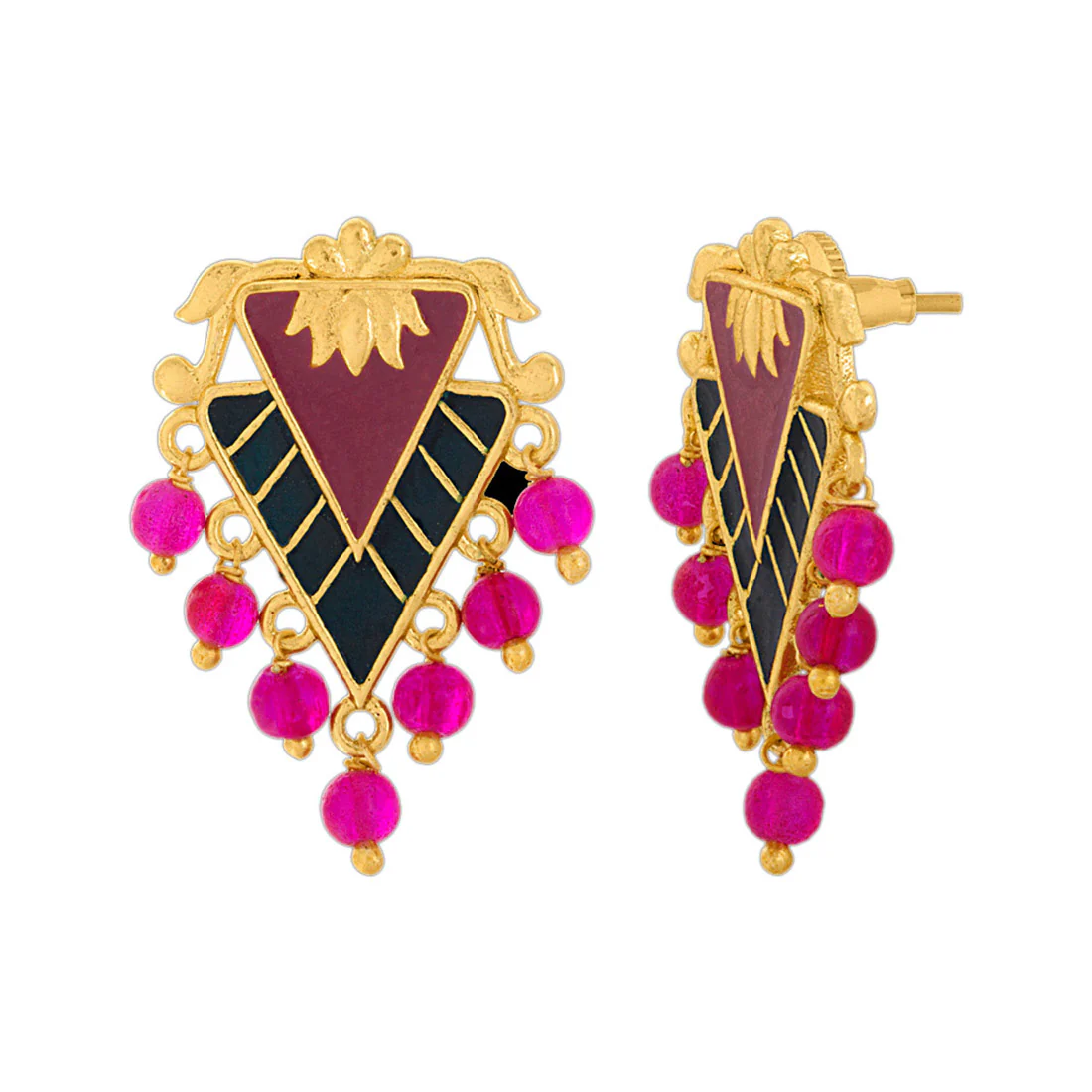 Pink Leaf Dark Lily Earrings - Image 4