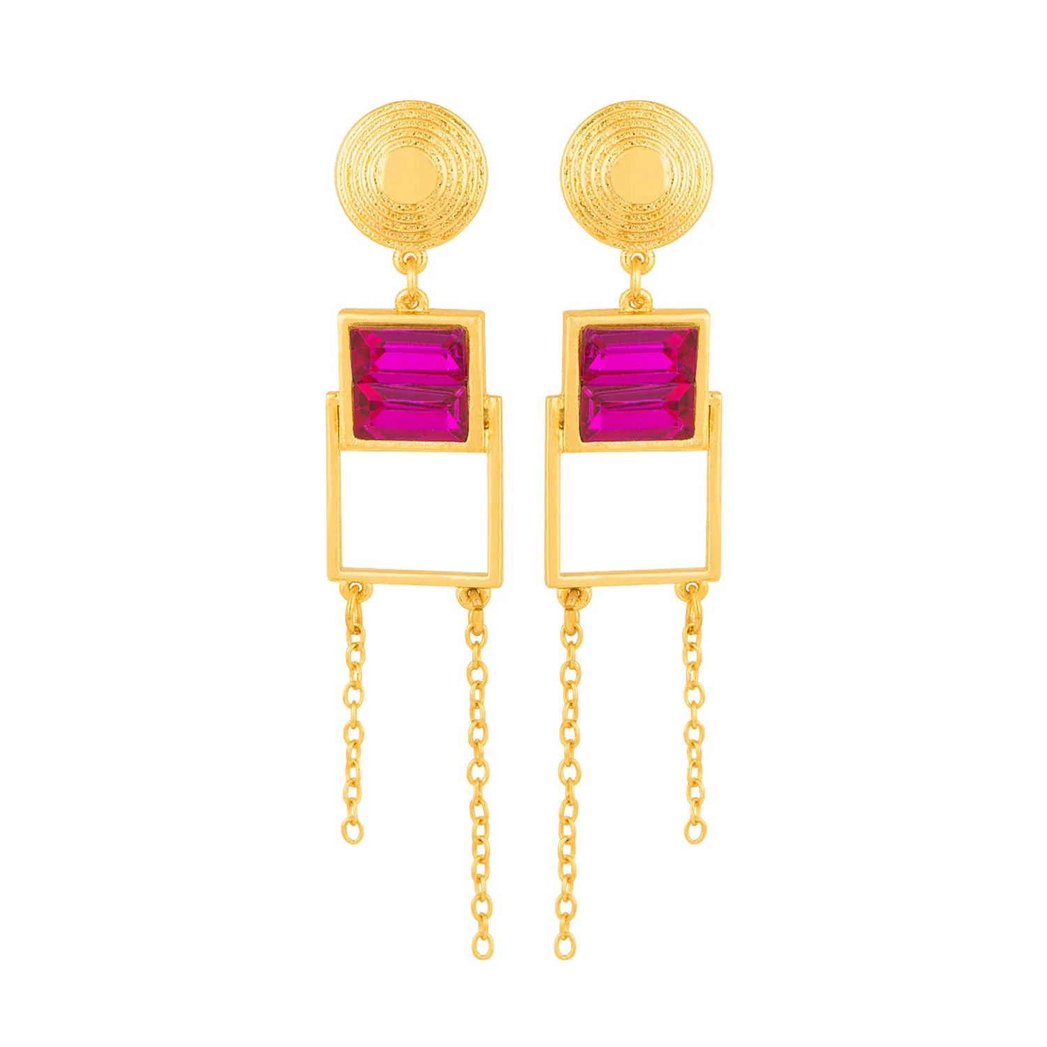 Pink n Gold Angles Geomatrix Earrings - Image 3