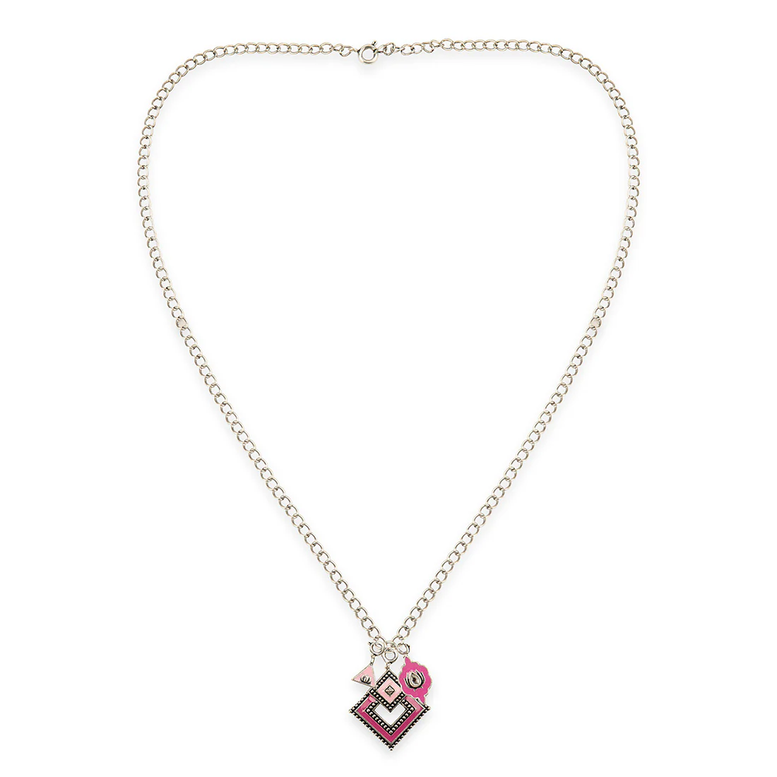 Pink Shade Enameled Charms Pendant with Bracelet - Image 5