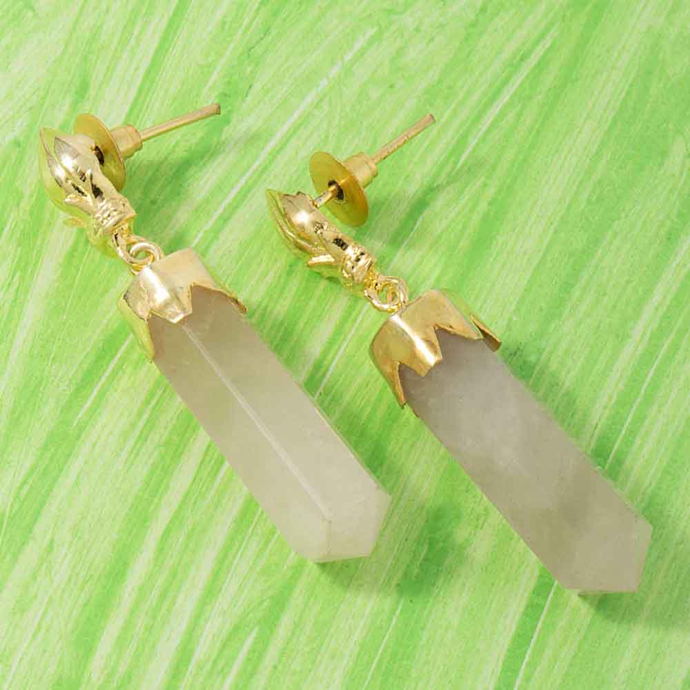Pink Stone Drop Gold Toned Dangler Earrings