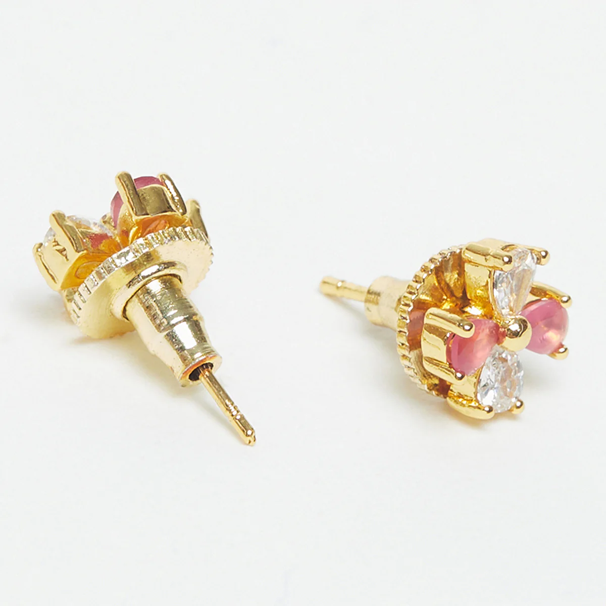 Pink & White Stones Studded Stud Earrings - Image 4