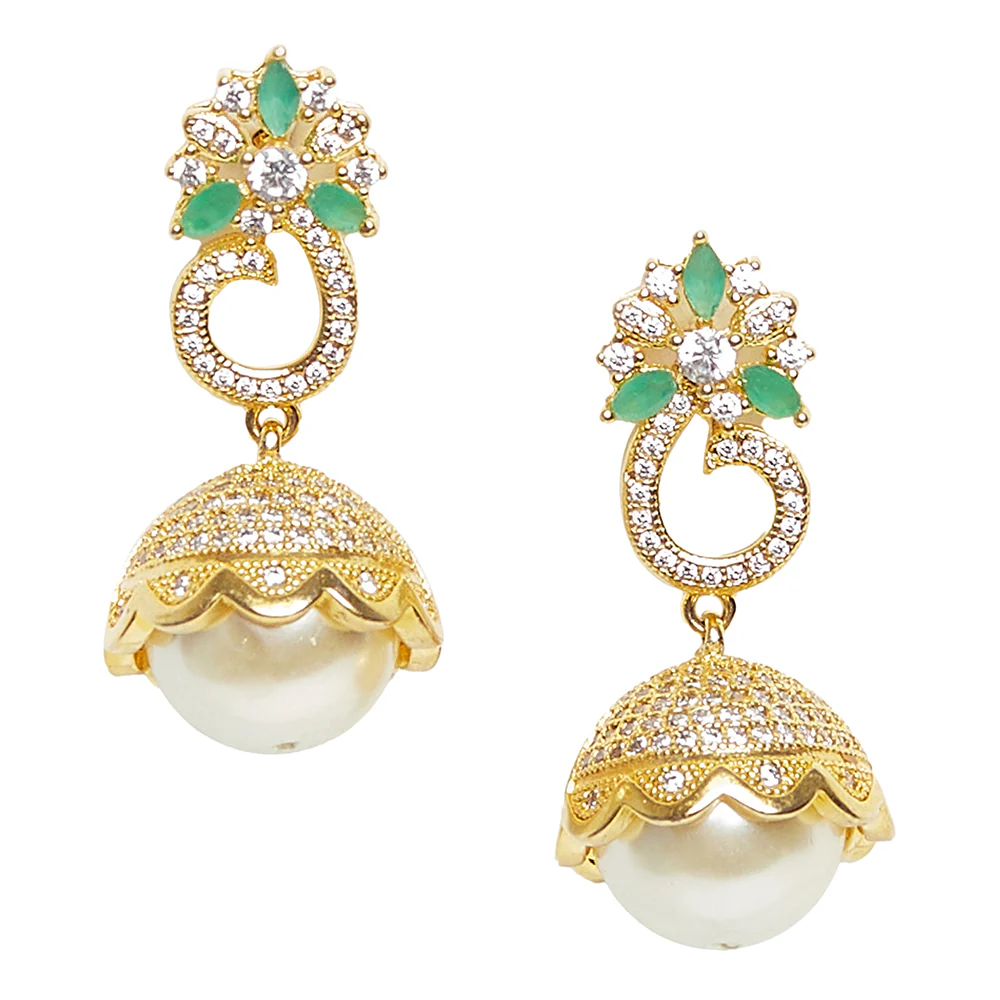 Pretty Jhumki Earrings with Gold Plating - Image 3