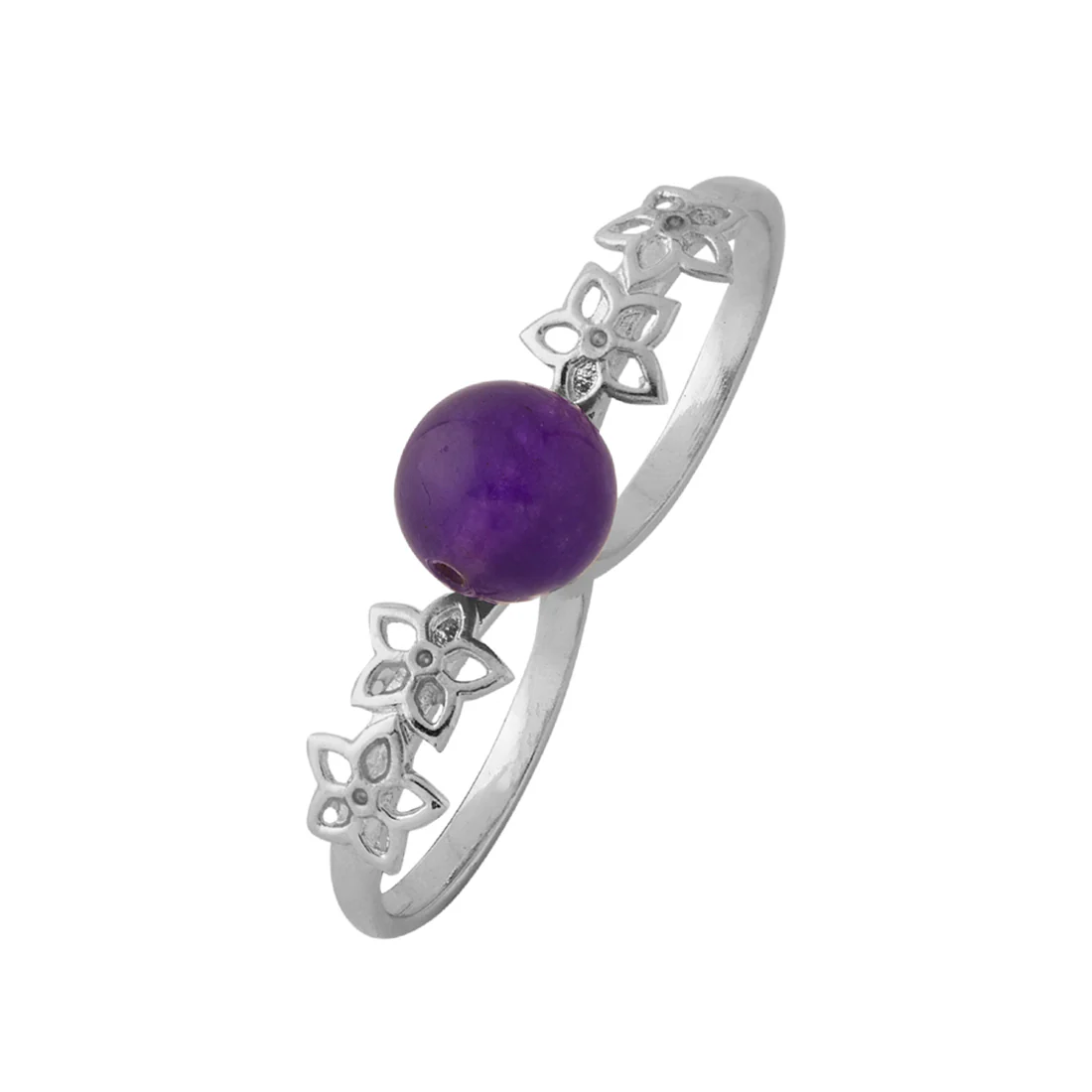 Purple Bead Studded 2 Finger Ring For Women - Image 2