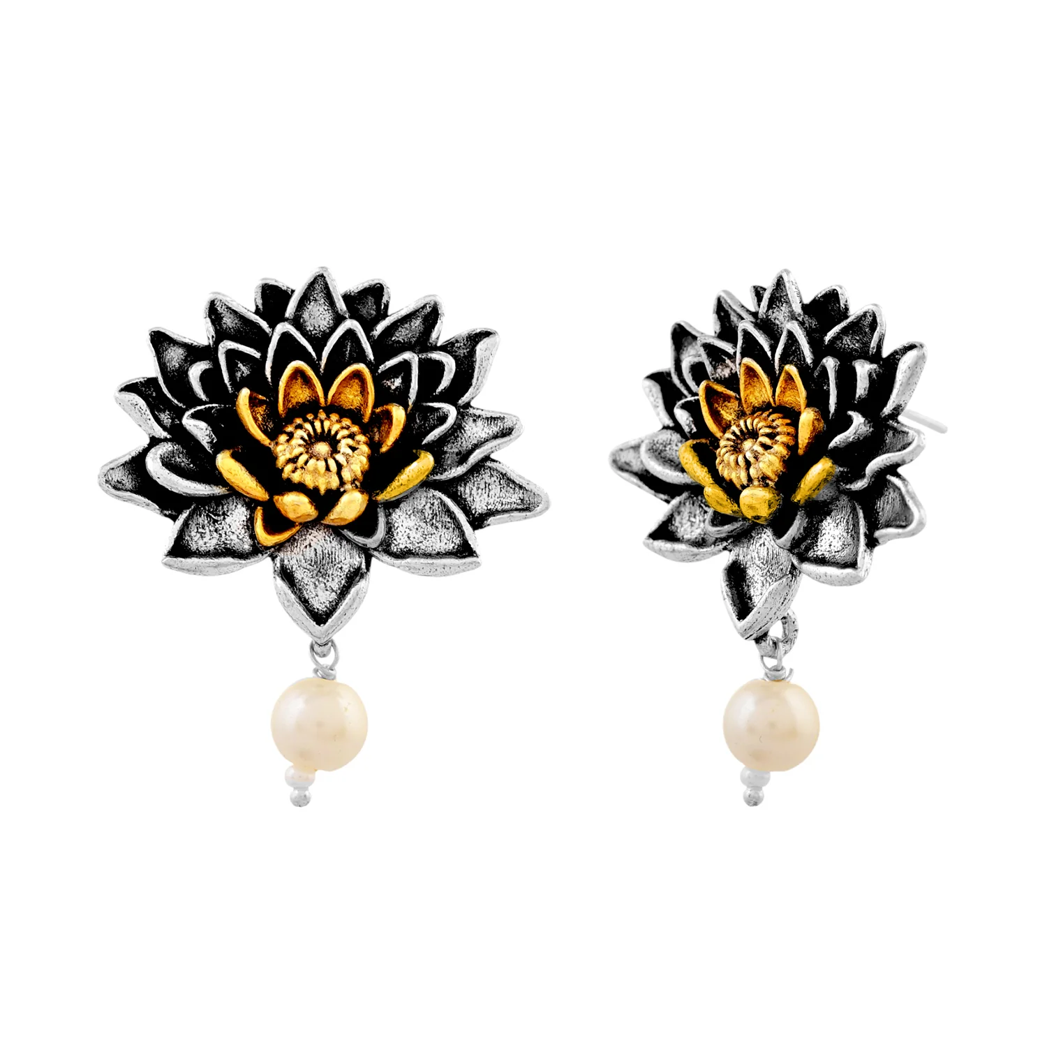 Qasbah Kusum Oxidised Two Tone Earring - Image 3