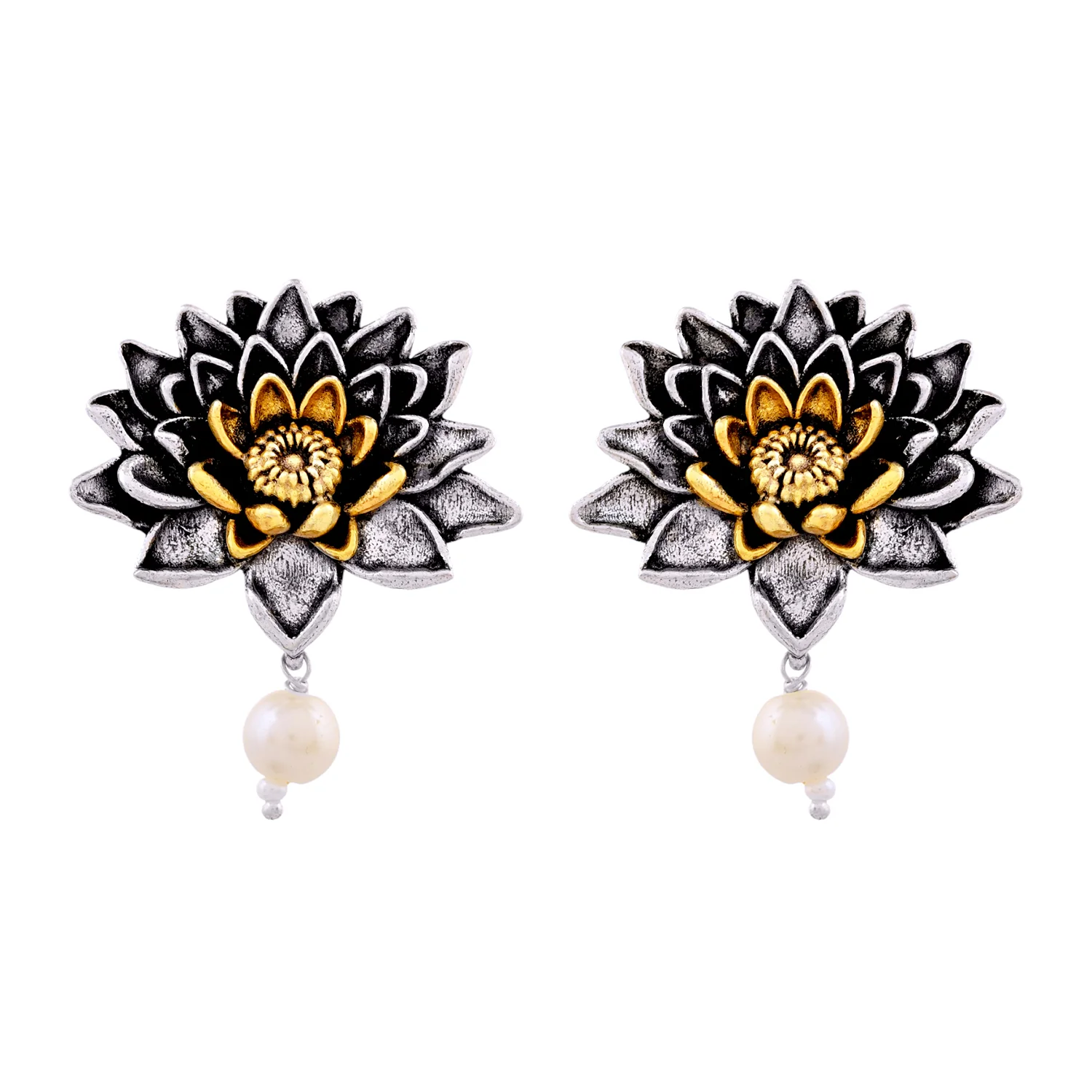 Qasbah Kusum Oxidised Two Tone Earring - Image 4
