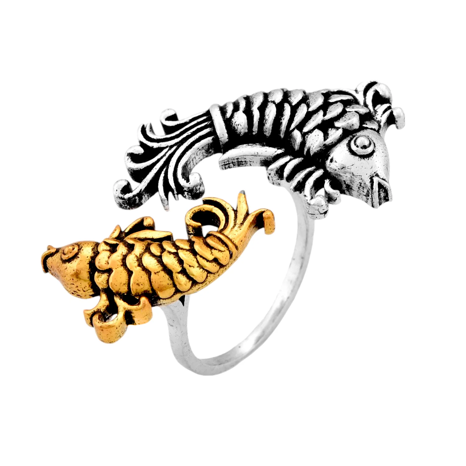 Qasbah Matsya Oxidised Two Tone Statement Ring - Image 3