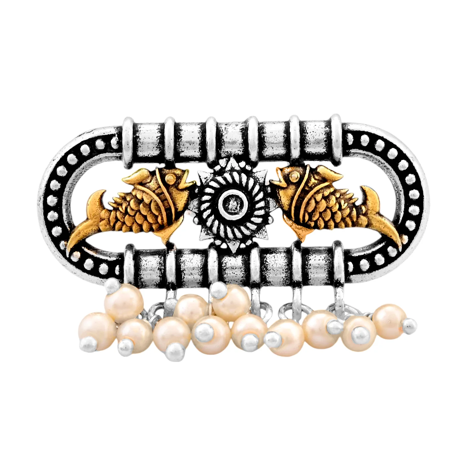 Qasbah Matsya Oxidised Two Tone Statement Ring - Image 4