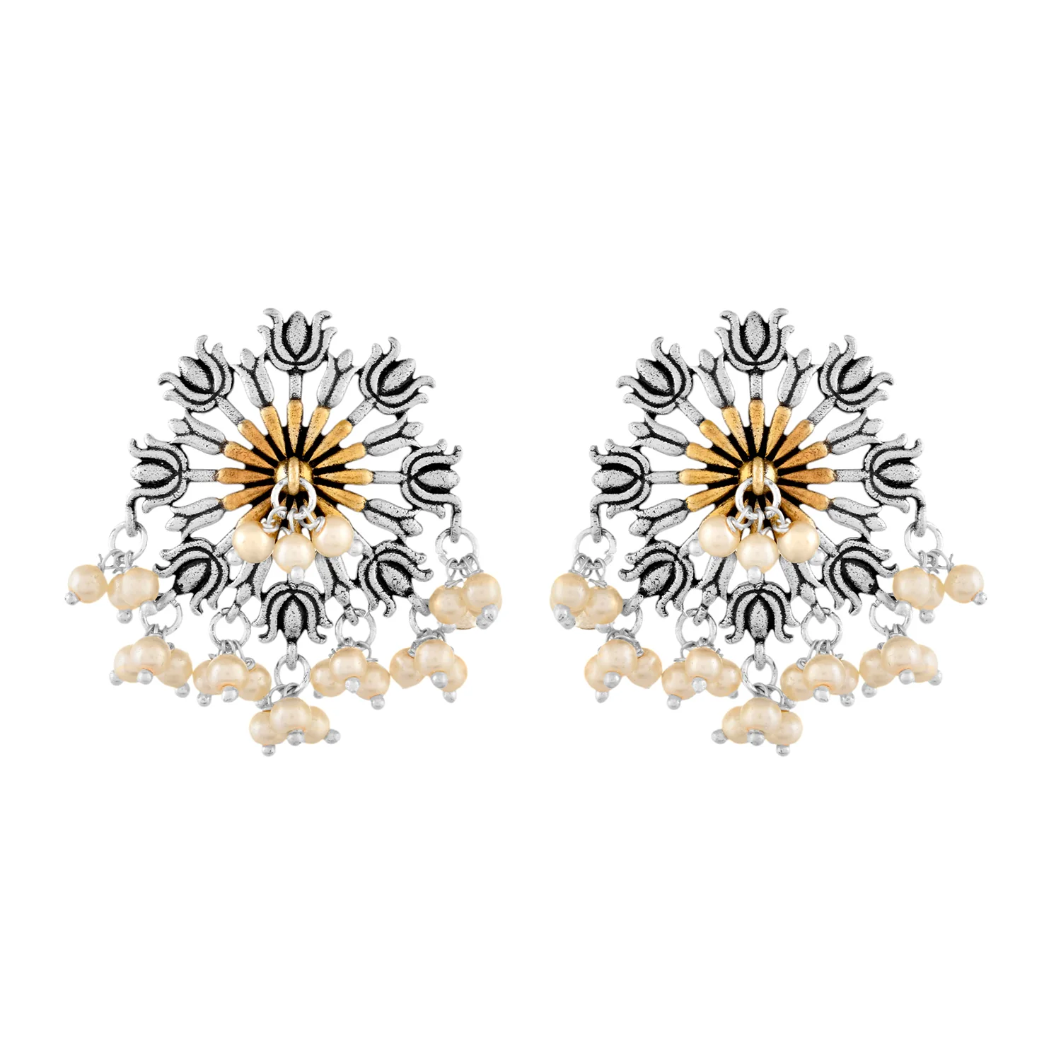 Qasbah Padma Oxidised Two Tone Necklace Set - Image 6