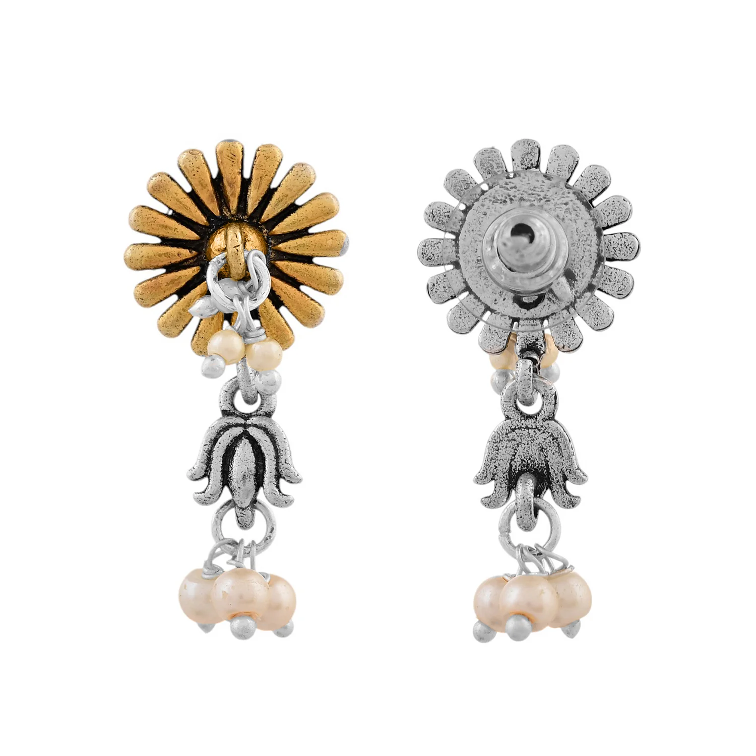Qasbah Suman Oxidised Two Tone Earring - Image 5