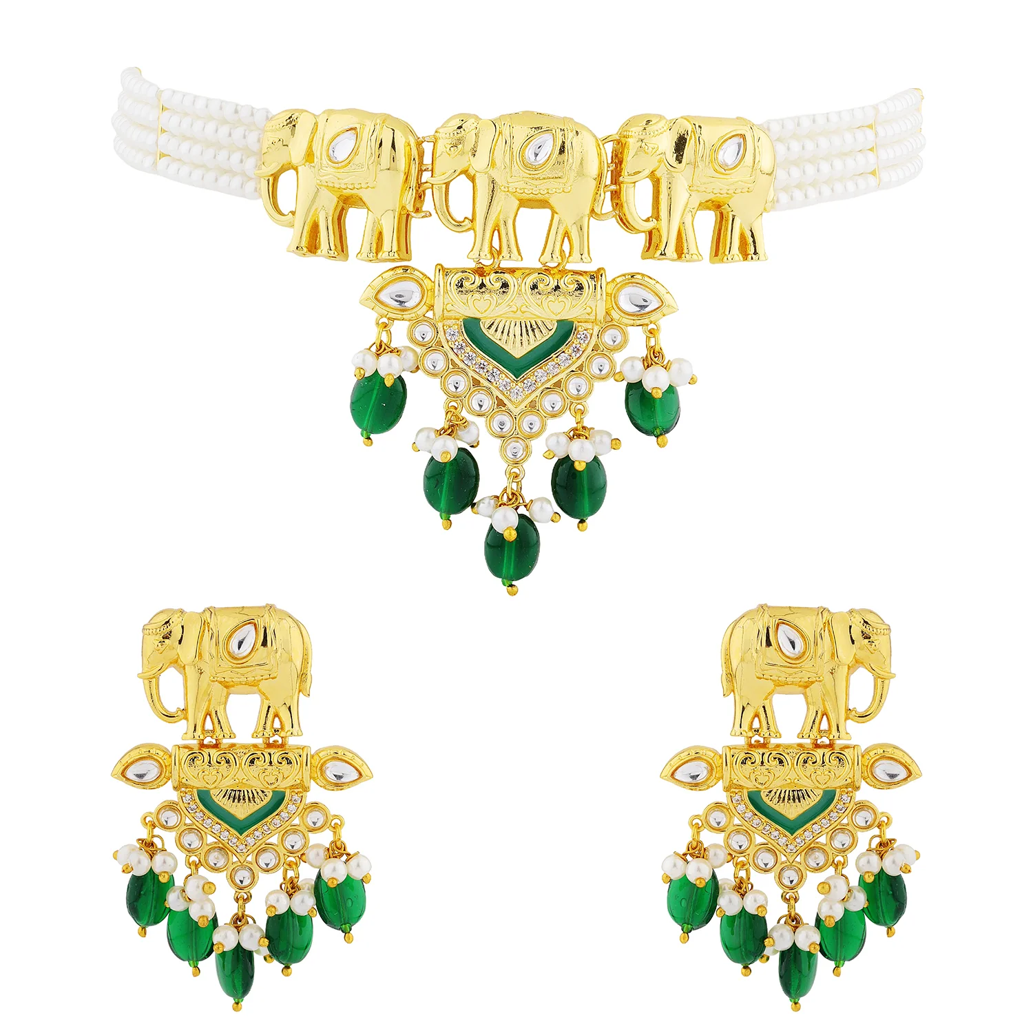Queens of Rajasthan Gajvira Choker Necklace Set - Image 4