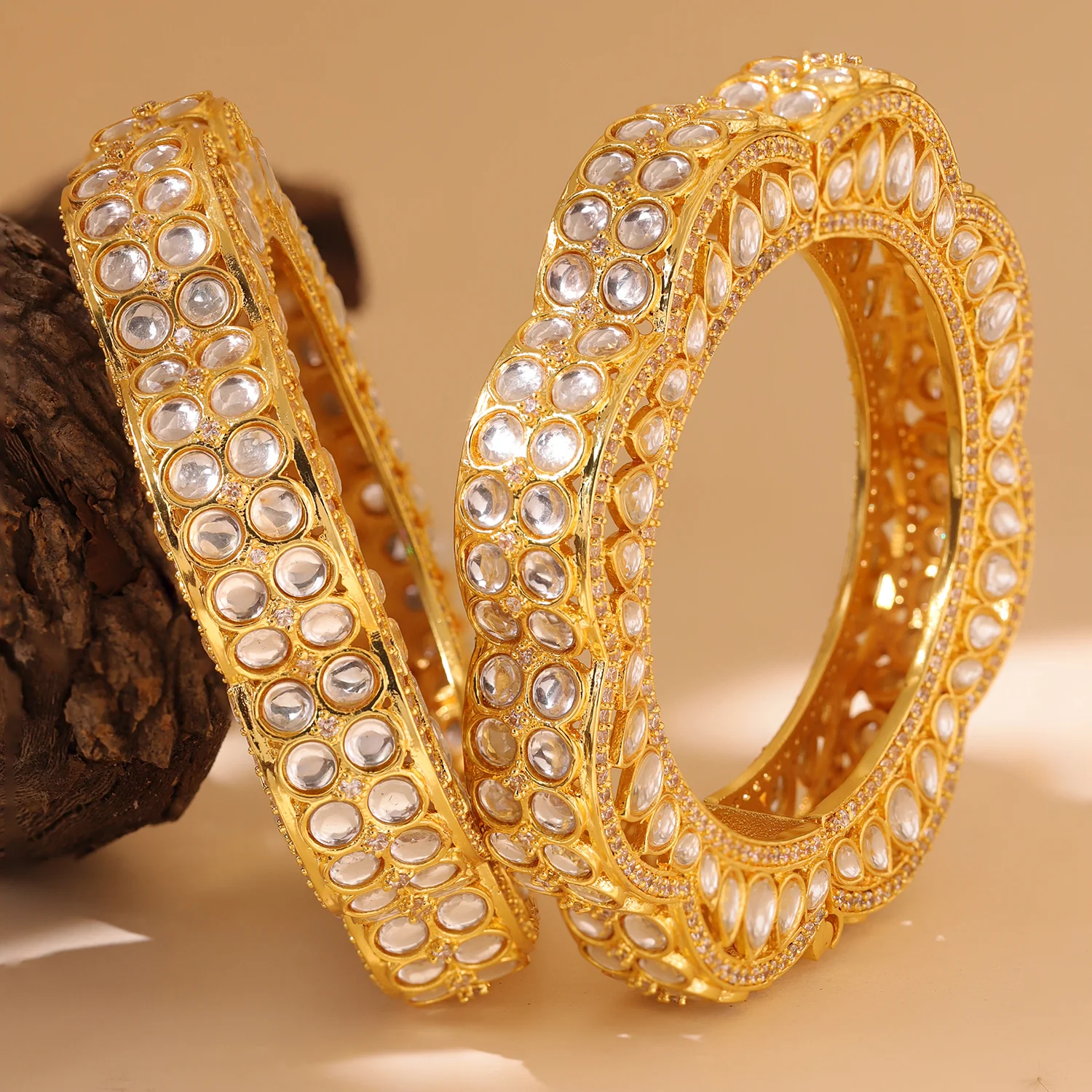 Queens of Rajasthan Gul Kundan Openable Bangles - Image 2