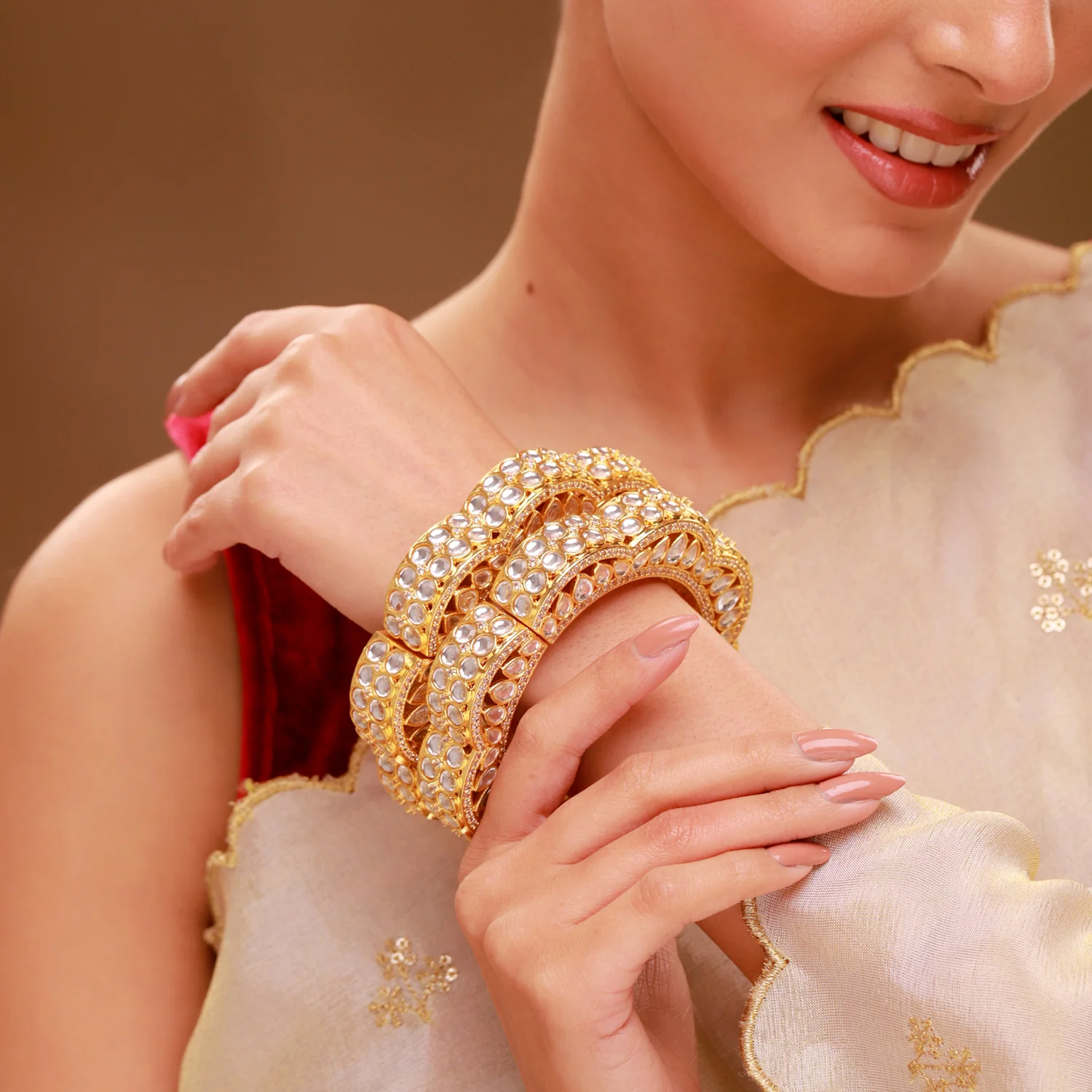 Queens of Rajasthan Gul Kundan Openable Bangles - Image 3