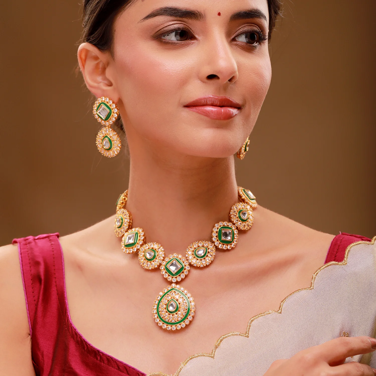 Queens of Rajasthan Gulrani Short Necklace Set - Image 3