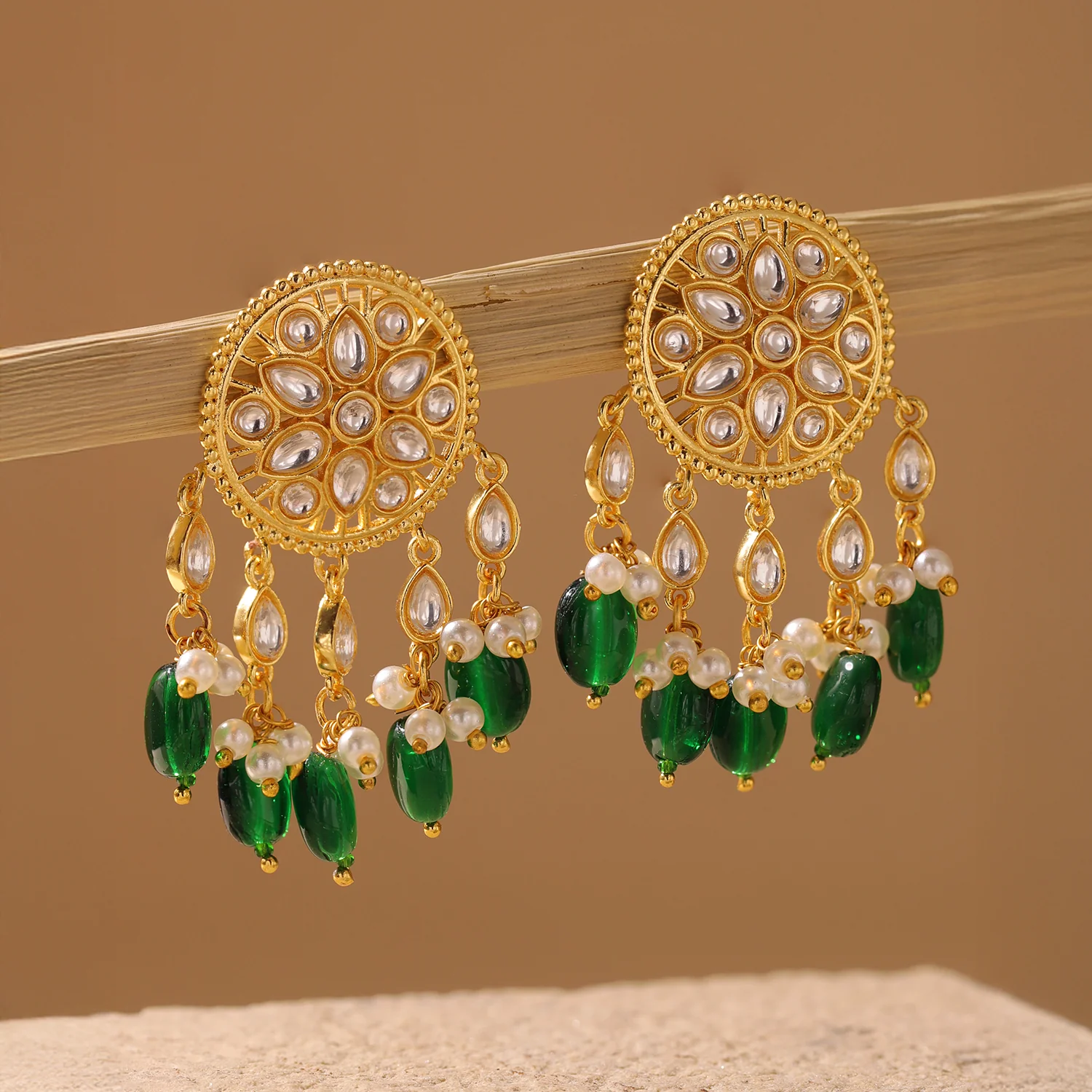 Queens of Rajasthan Kanvi Waterfall Drop Earrings - Image 2