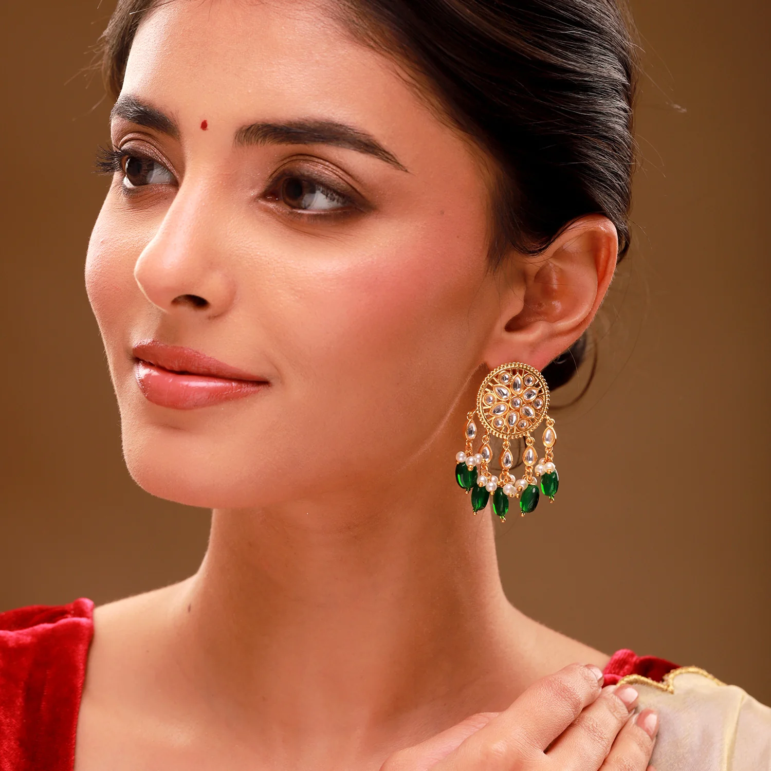 Queens of Rajasthan Kanvi Waterfall Drop Earrings - Image 3