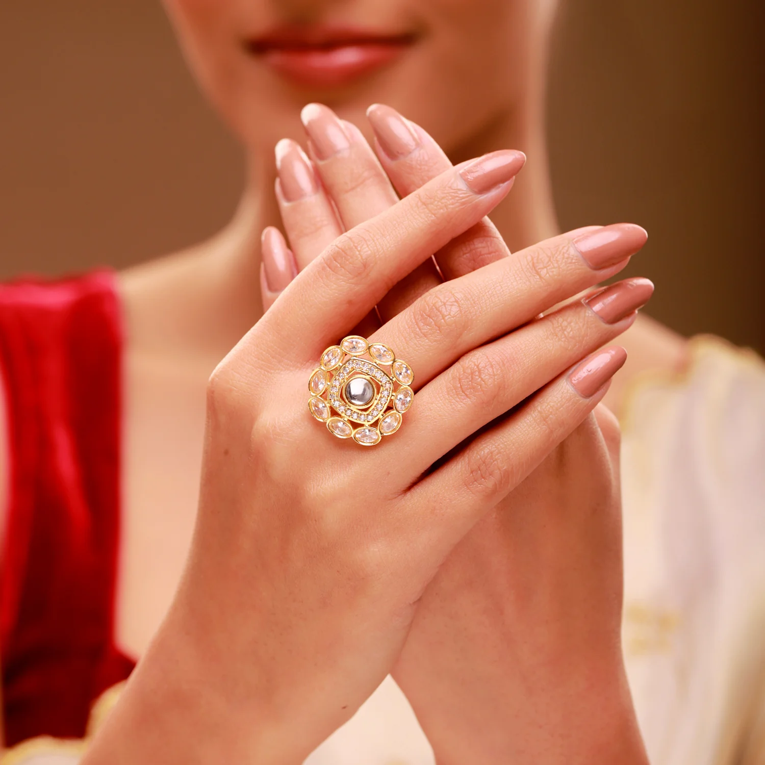 Queens of Rajasthan Kundanika Statement Ring