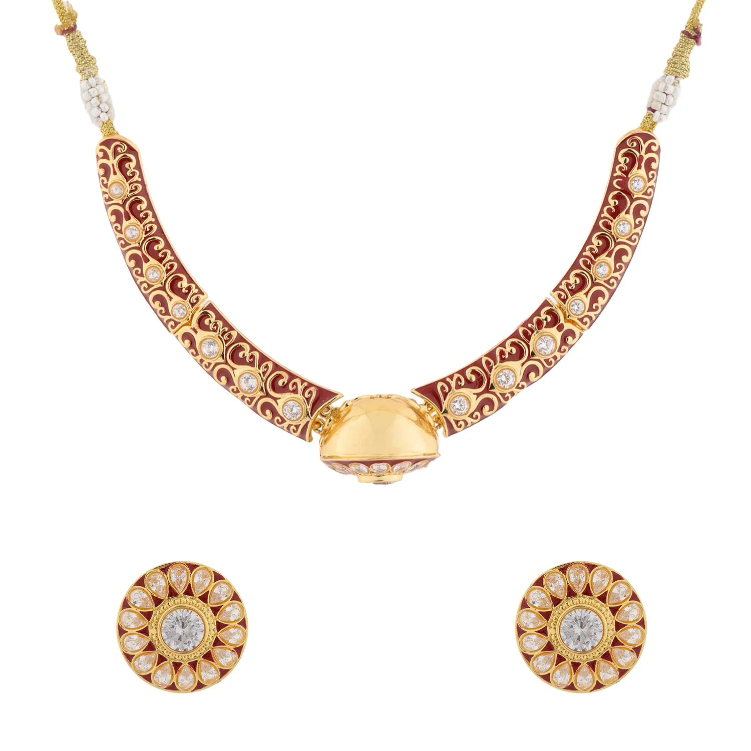Queens of Rajasthan Padmira Borla Hasli Necklace Set - Image 4