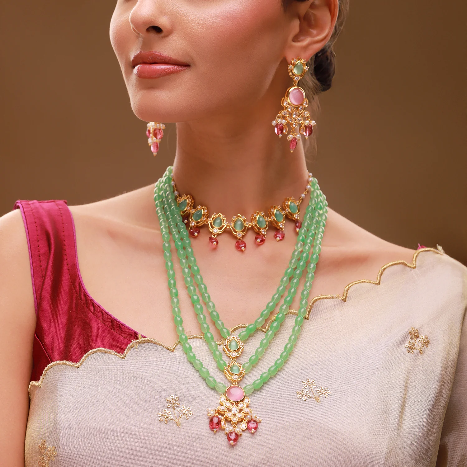 Queens of Rajasthan Siaara Two Layer Necklace Set Combo - Image 3