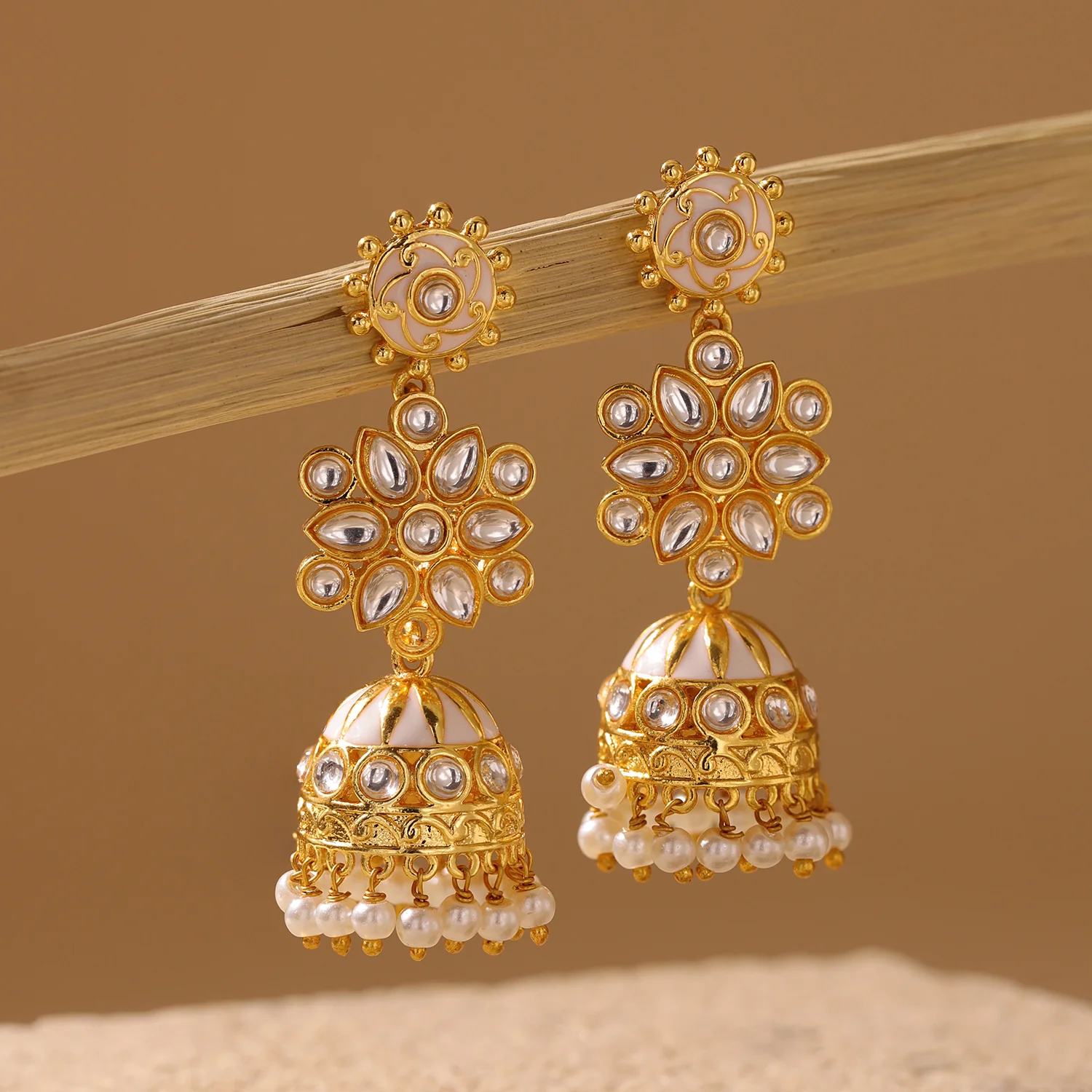 Queens of Rajasthan Tiora Jhumka Earrings - Image 2