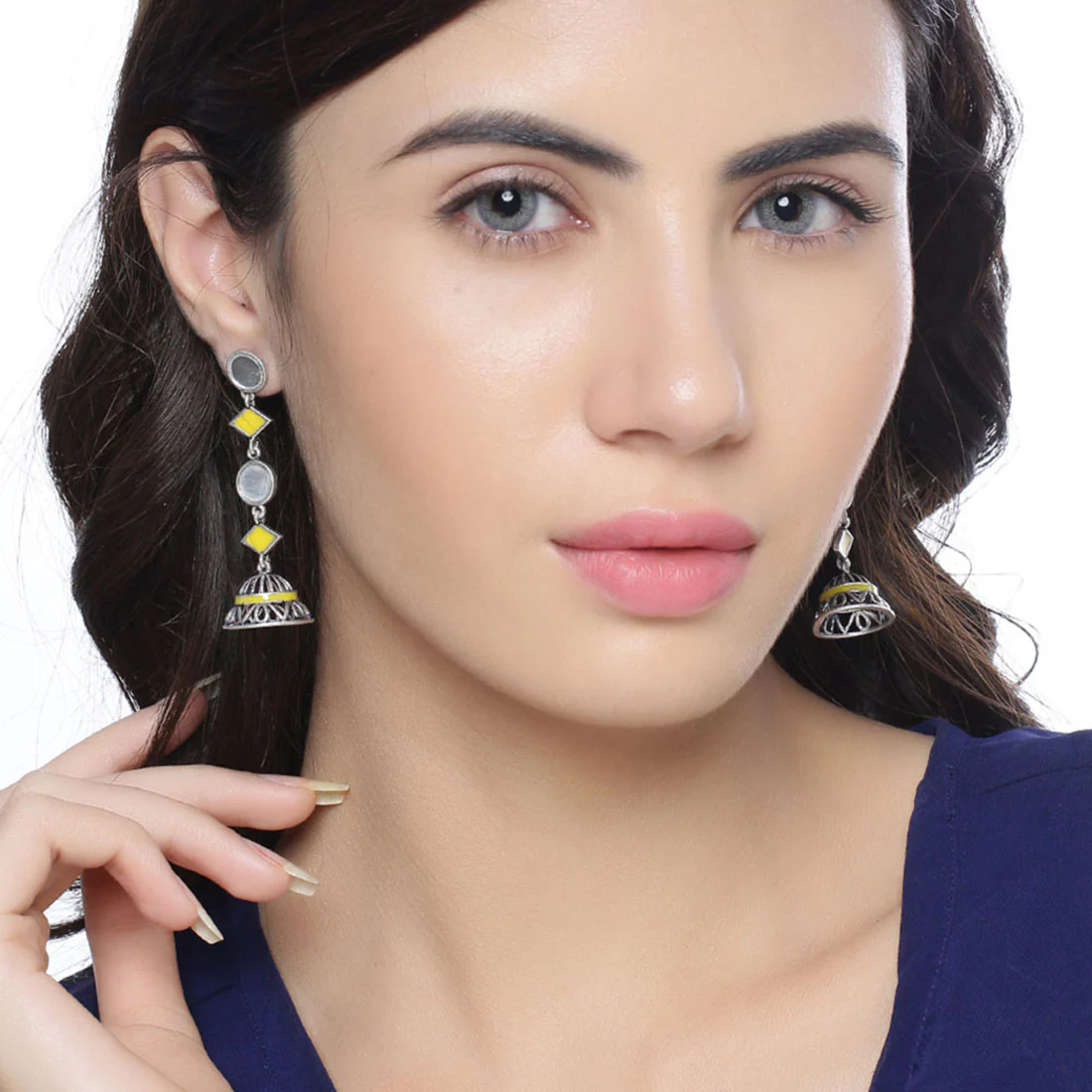 Rabaari Long Drop Jhumka Earrings - Image 2