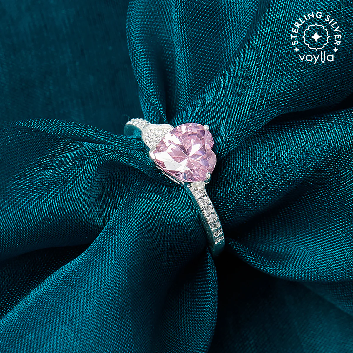 Radiant Sterling Silver Ring Studded With Pink Stones