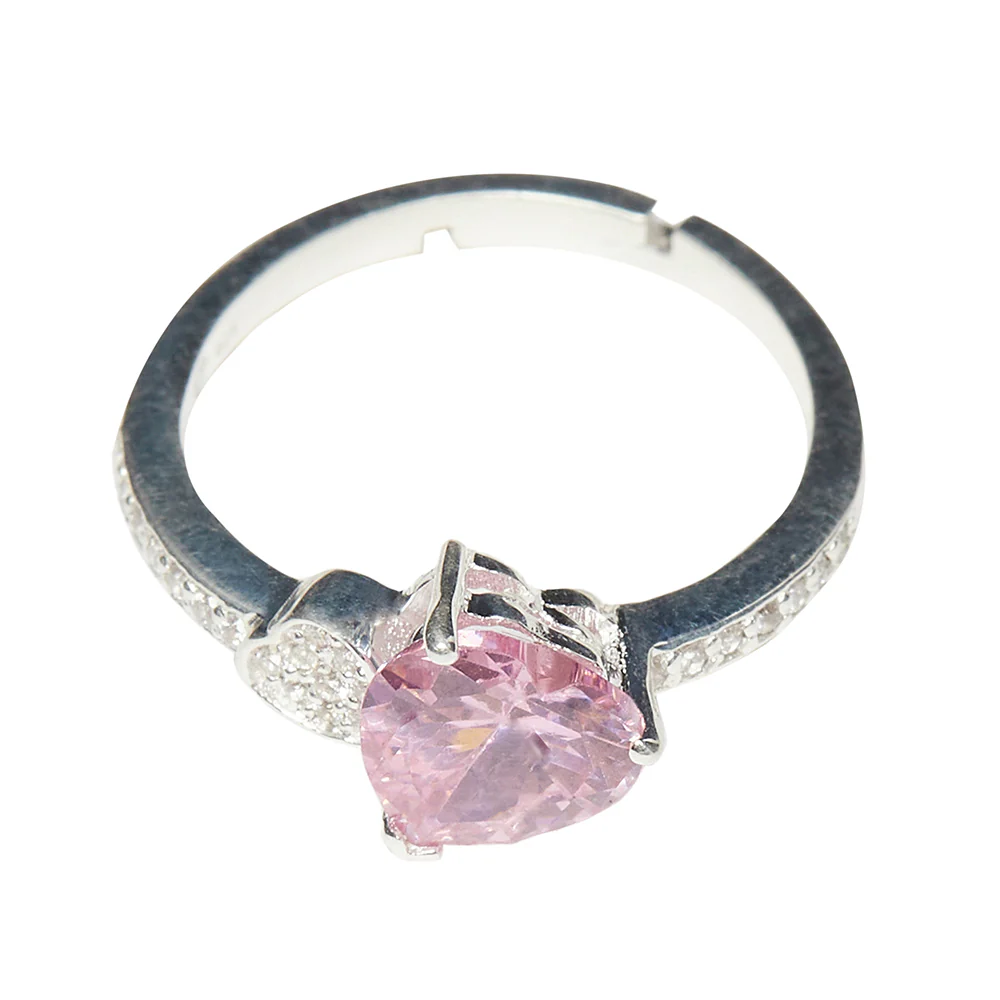 Radiant Sterling Silver Ring Studded With Pink Stones - Image 3
