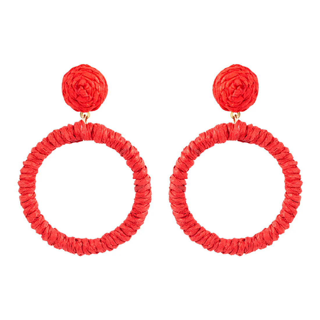 Rafia Story Red Thread Hoop Earrings - Image 3