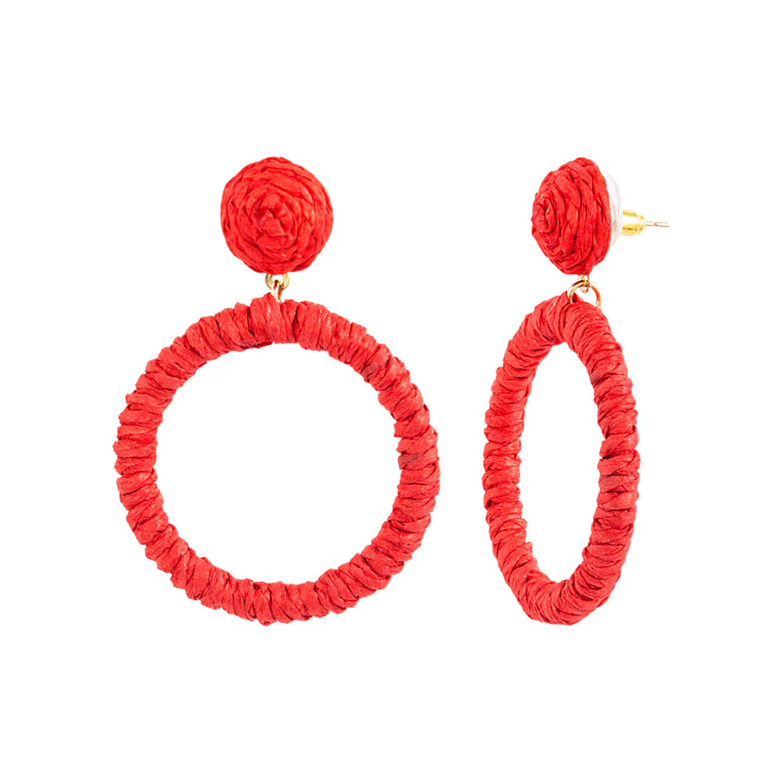 Rafia Story Red Thread Hoop Earrings - Image 4