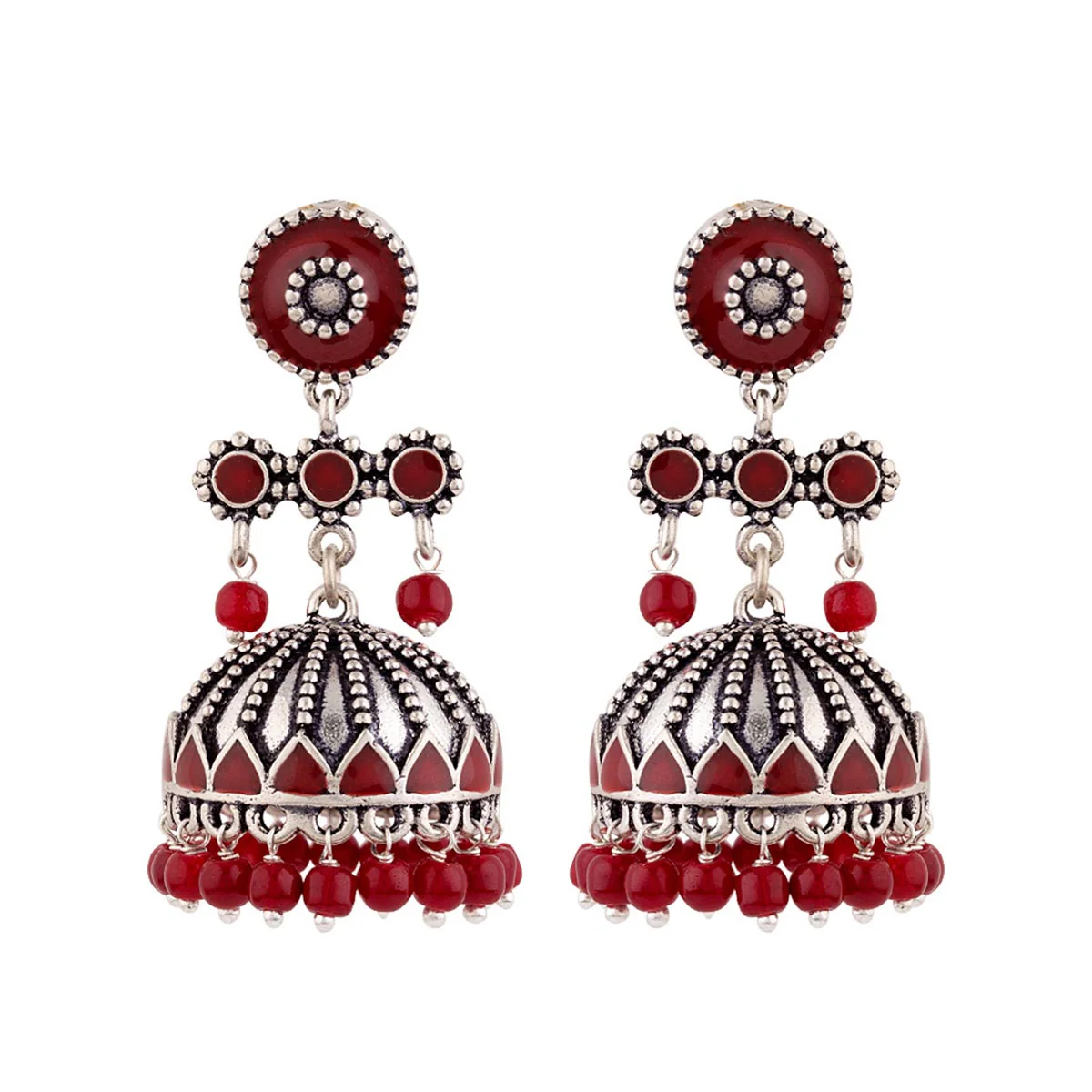 Rangabati Maroon Embellishments Earrings - Image 3