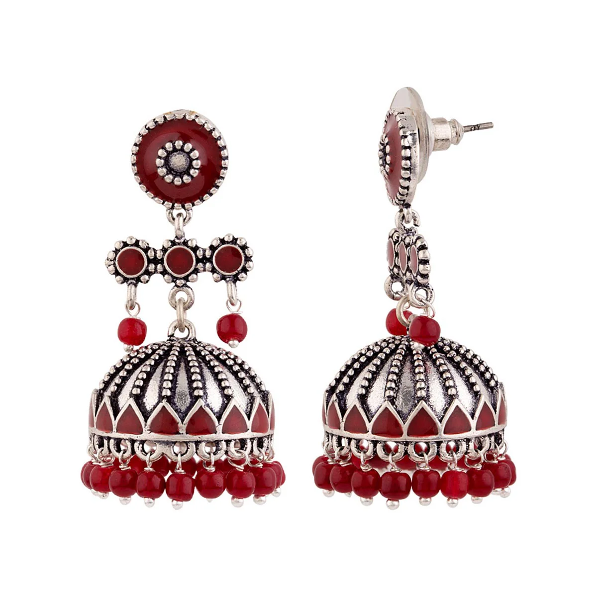 Rangabati Maroon Embellishments Earrings - Image 4