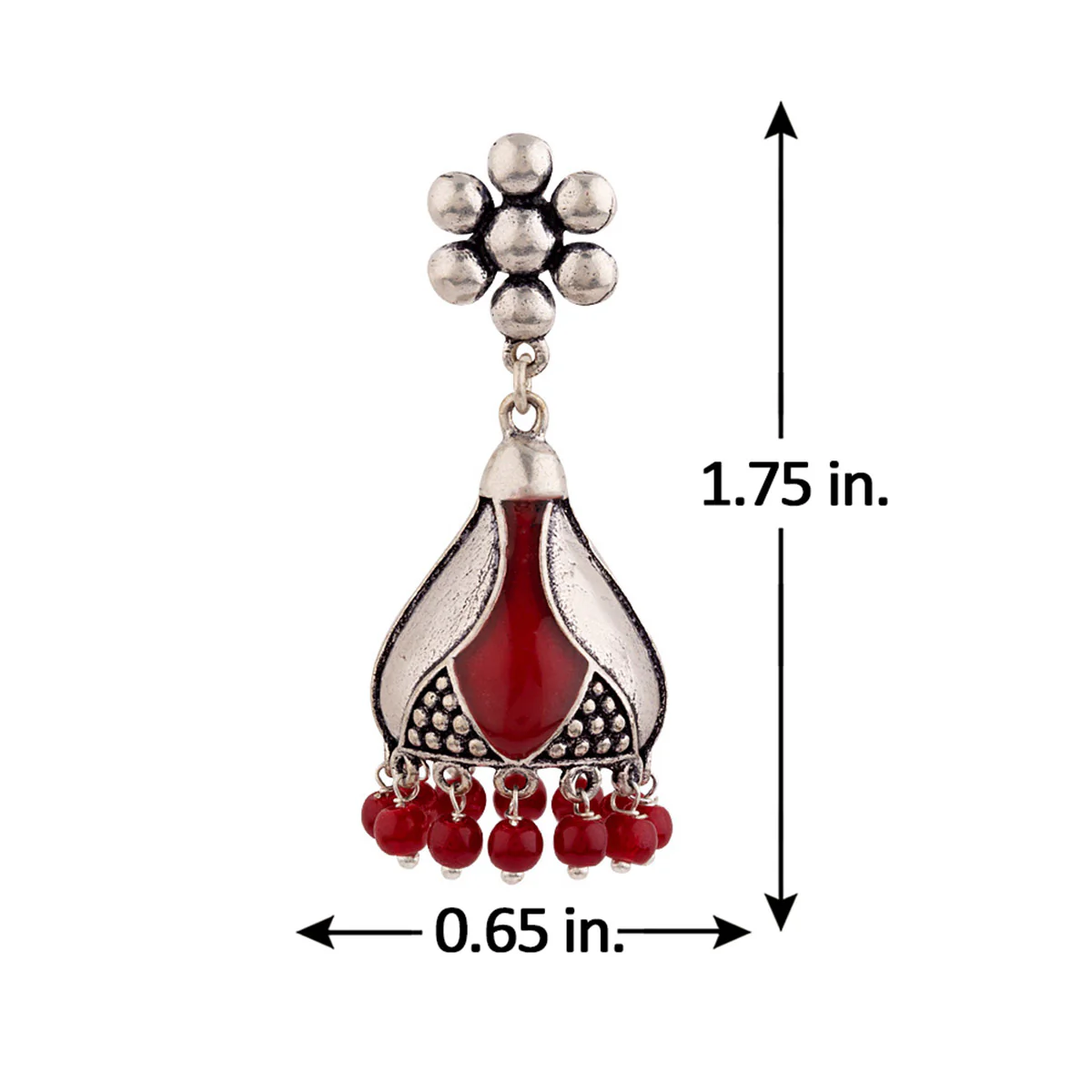 Rangabati Maroon Embellishments Jhumka Earrings - Image 5