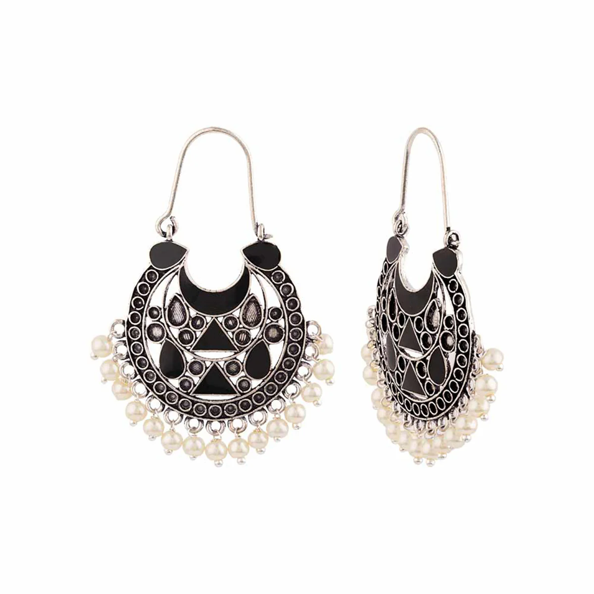 Rangabati Oxidized Silver Plated Earrings - Image 4