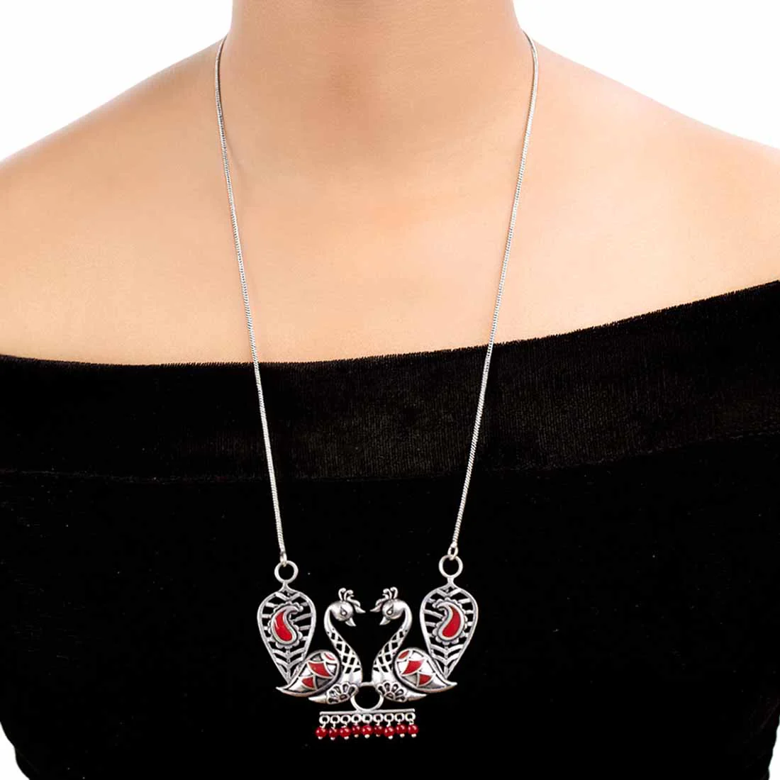 Rangabati Peacocks Brass Necklace - Image 2