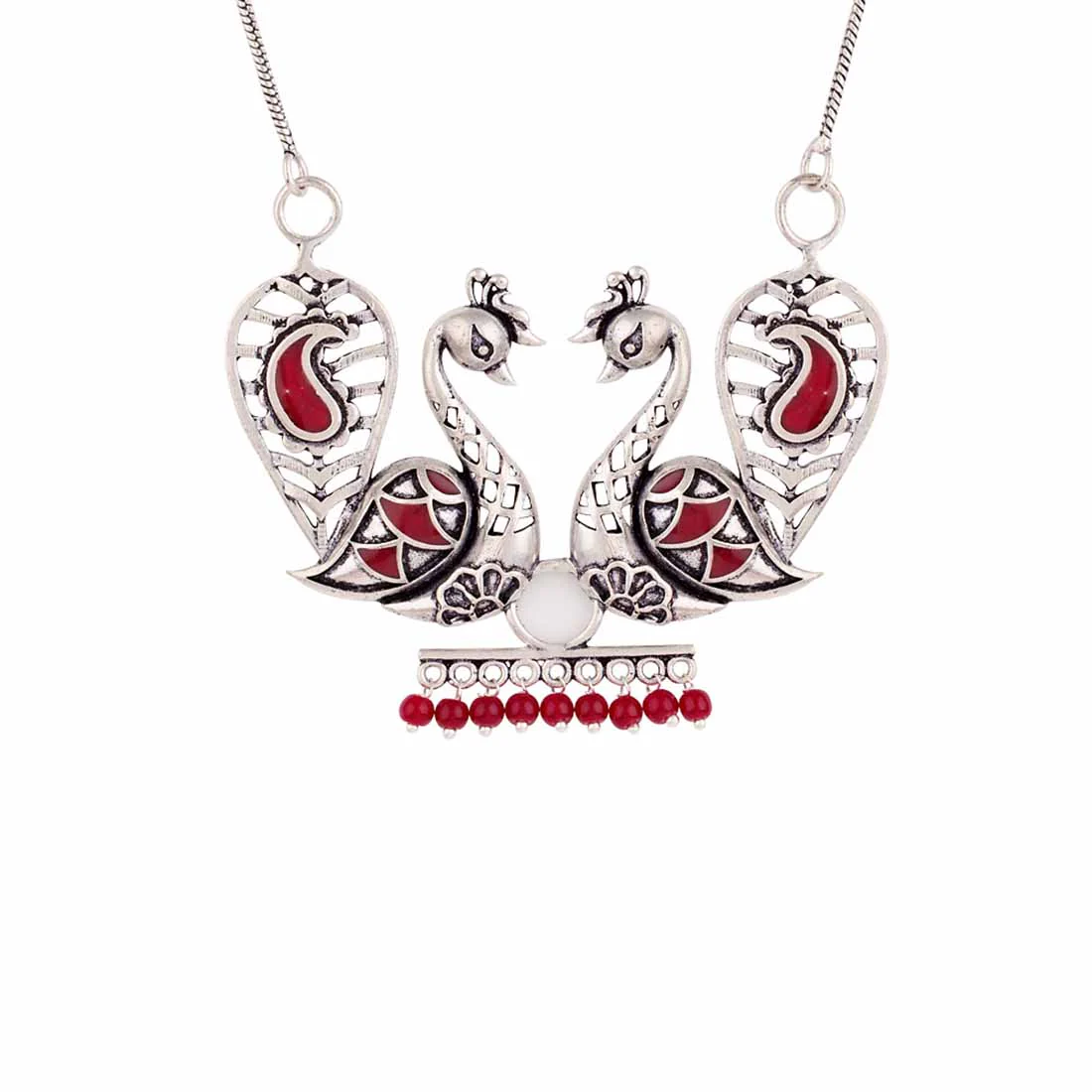 Rangabati Peacocks Brass Necklace - Image 4