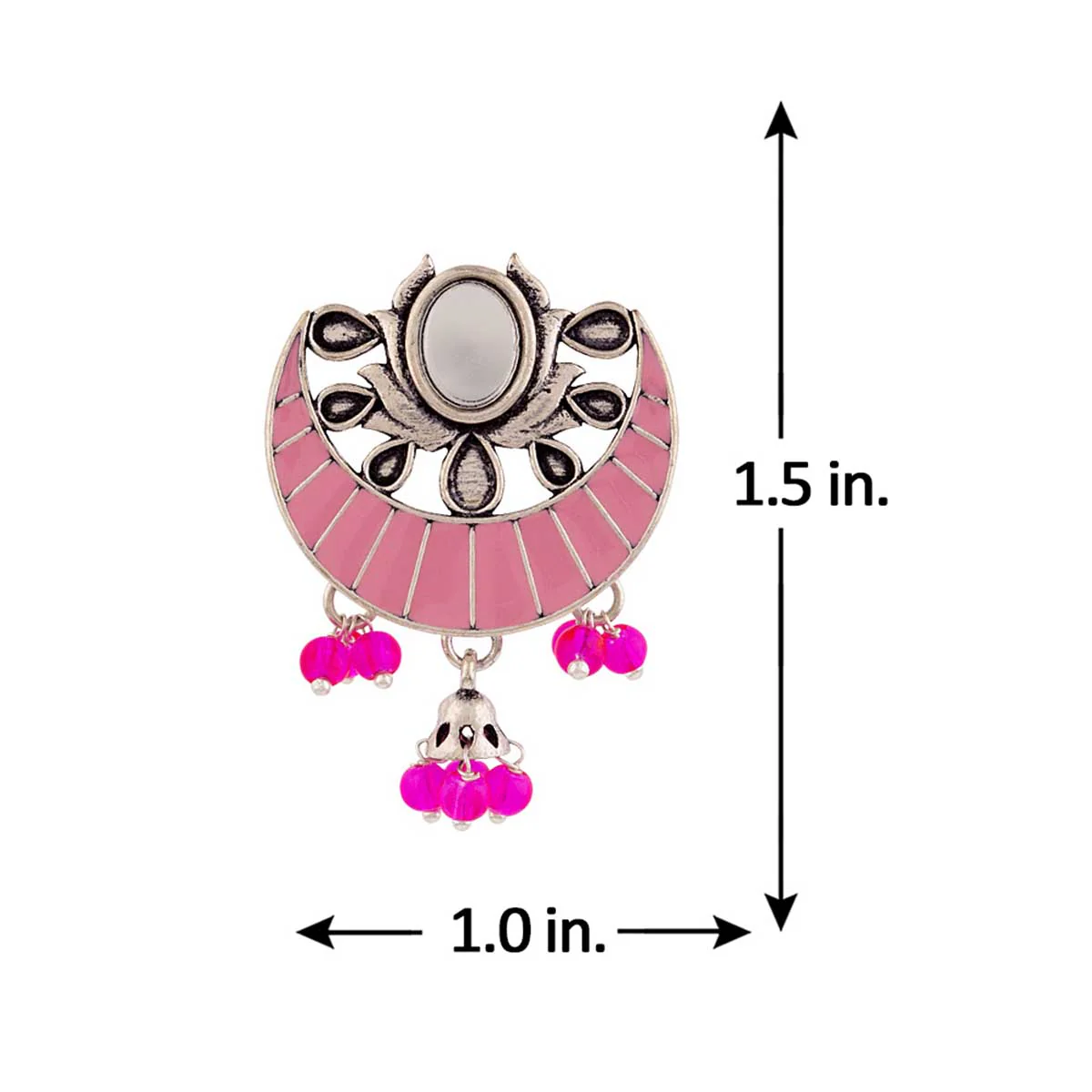 Rangabati Pink Beads and Mirrors Earrings - Image 5