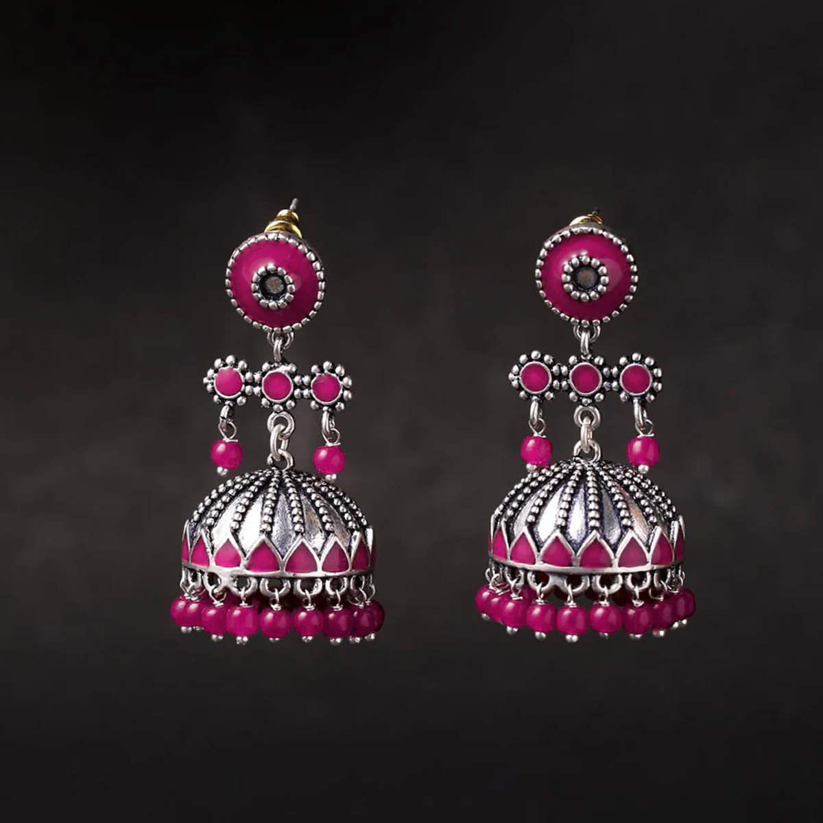 Rangabati Pink Beads Earrings